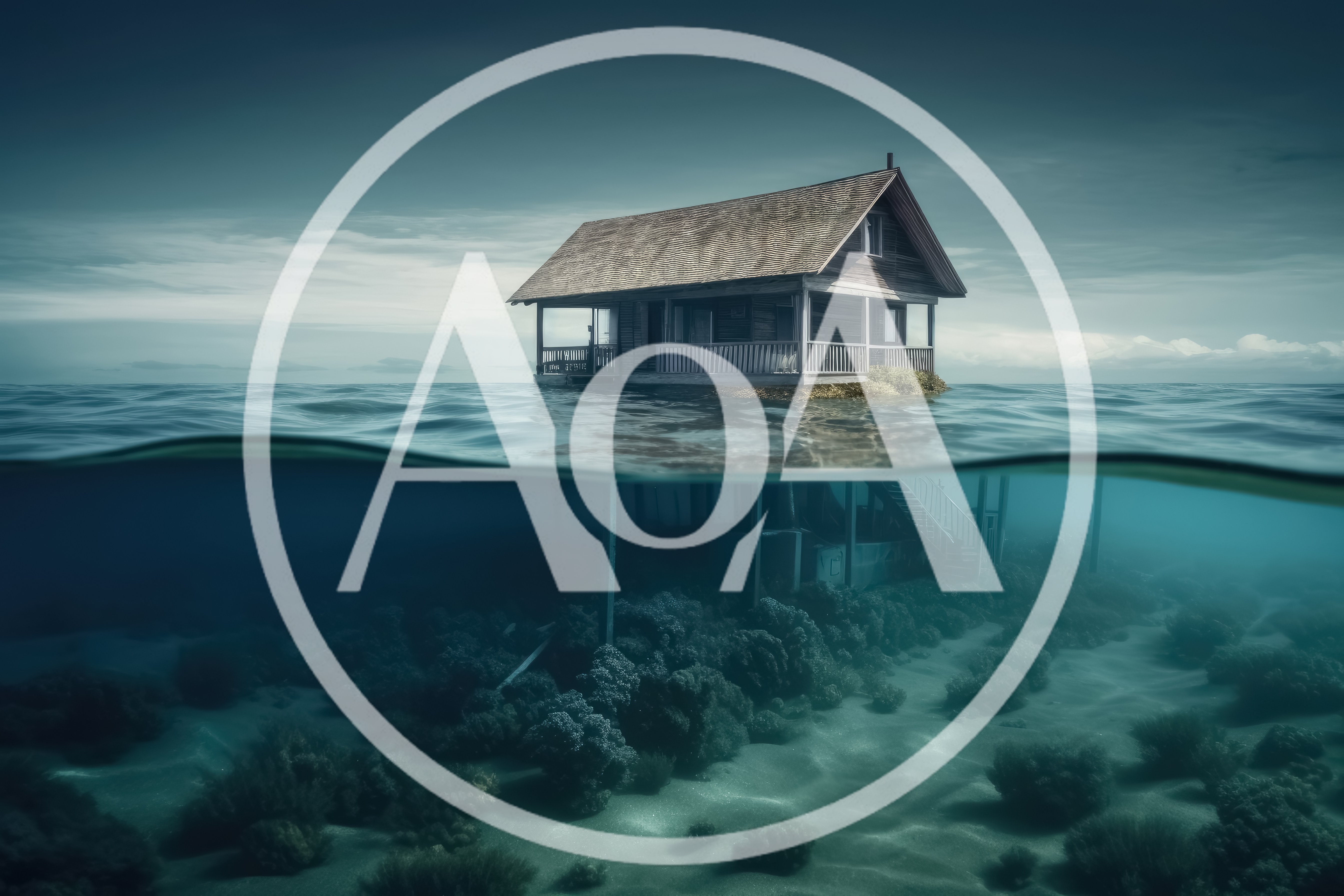 Surreal House Floating Above Underwater Coral Reef