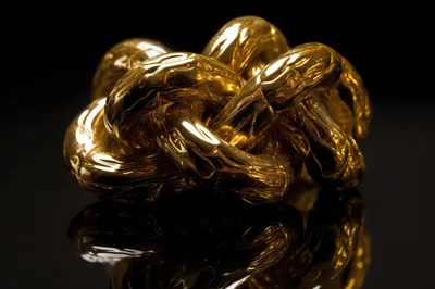 Polished Gold Metal Knot Sculpture