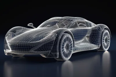Wireframe 3D Model Of A Futuristic Sports Car