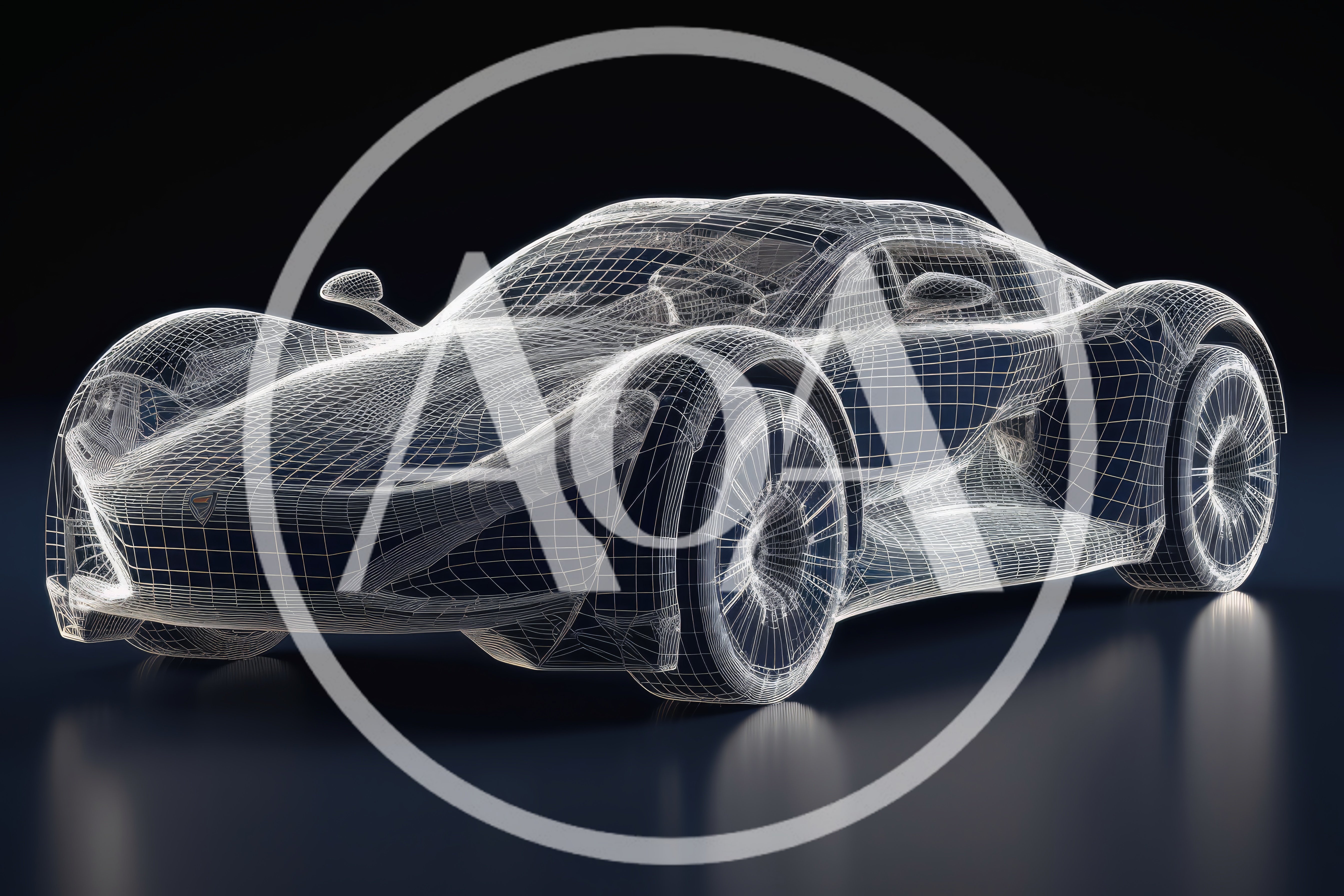 Wireframe 3D Model Of A Futuristic Sports Car