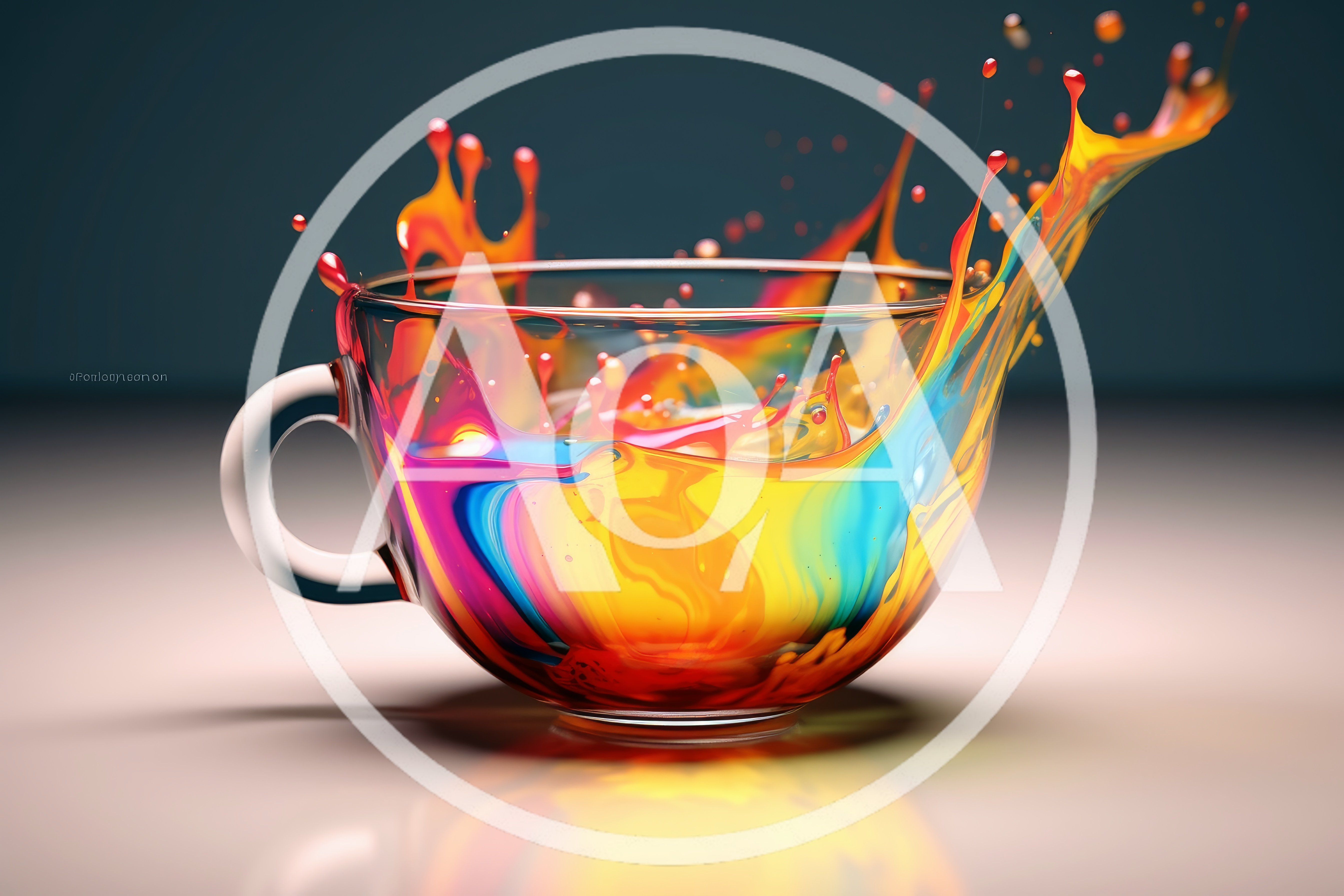 Colorful Liquid Splashing Inside A Glass Cup
