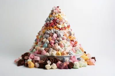 Large Pyramid Of Colorful Assorted Candy Pieces
