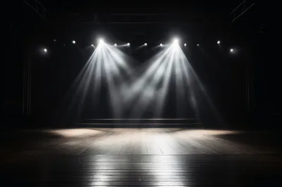 Empty Stage With Dramatic Spotlight Beams