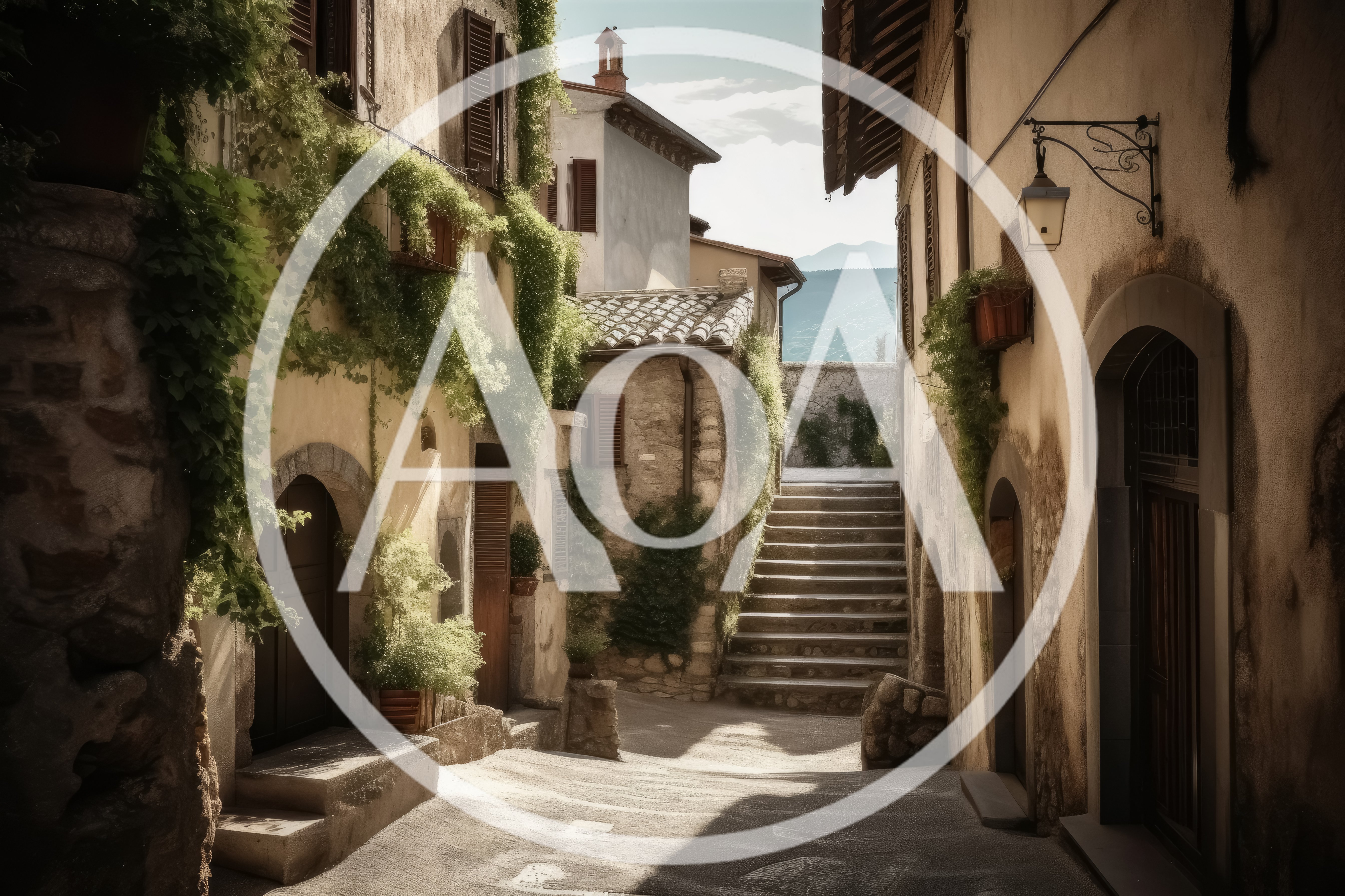 Narrow Cobblestone Alleyway In A Historic Italian Village