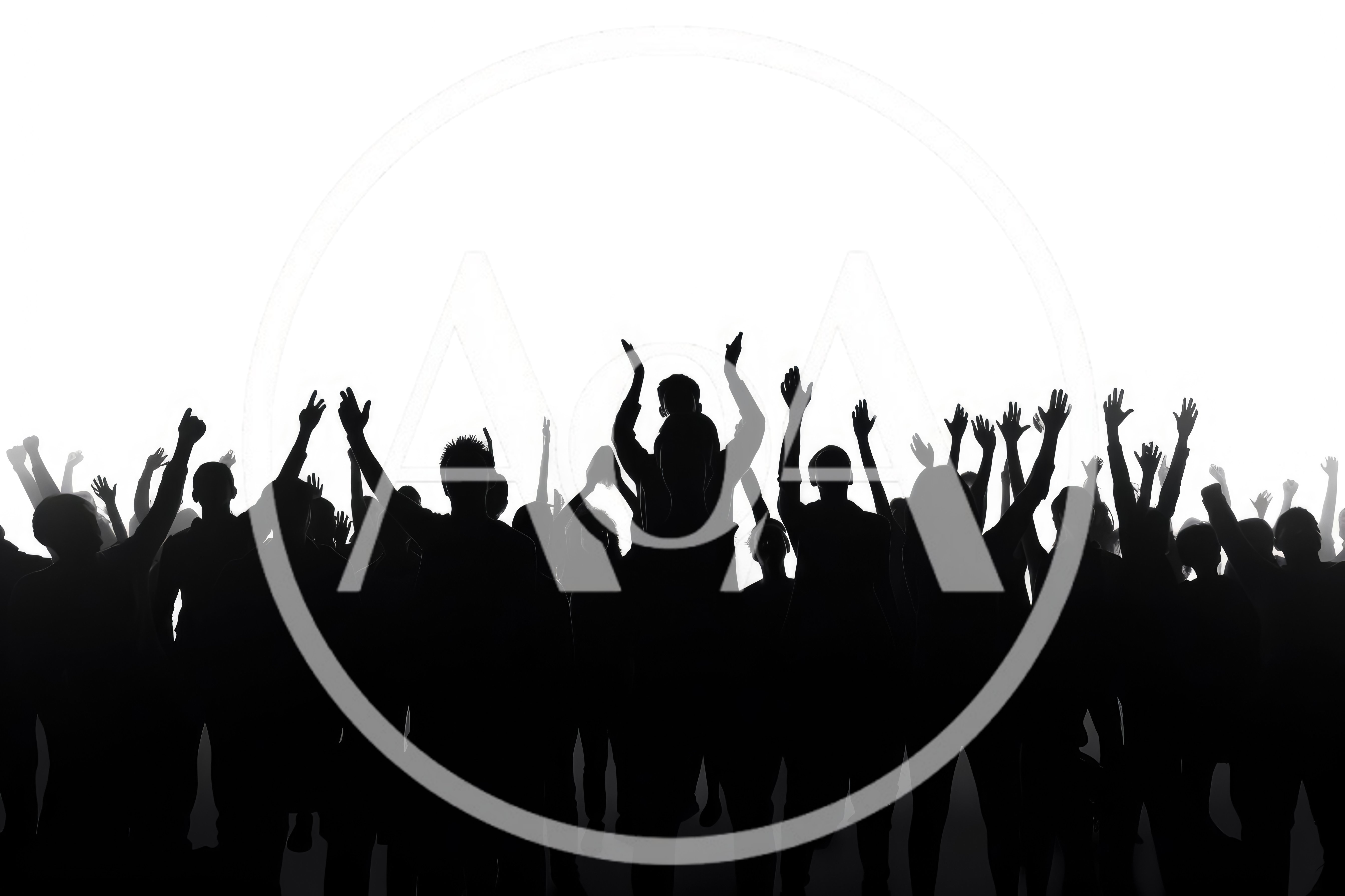 Silhouettes Of A Cheering Crowd At A Concert