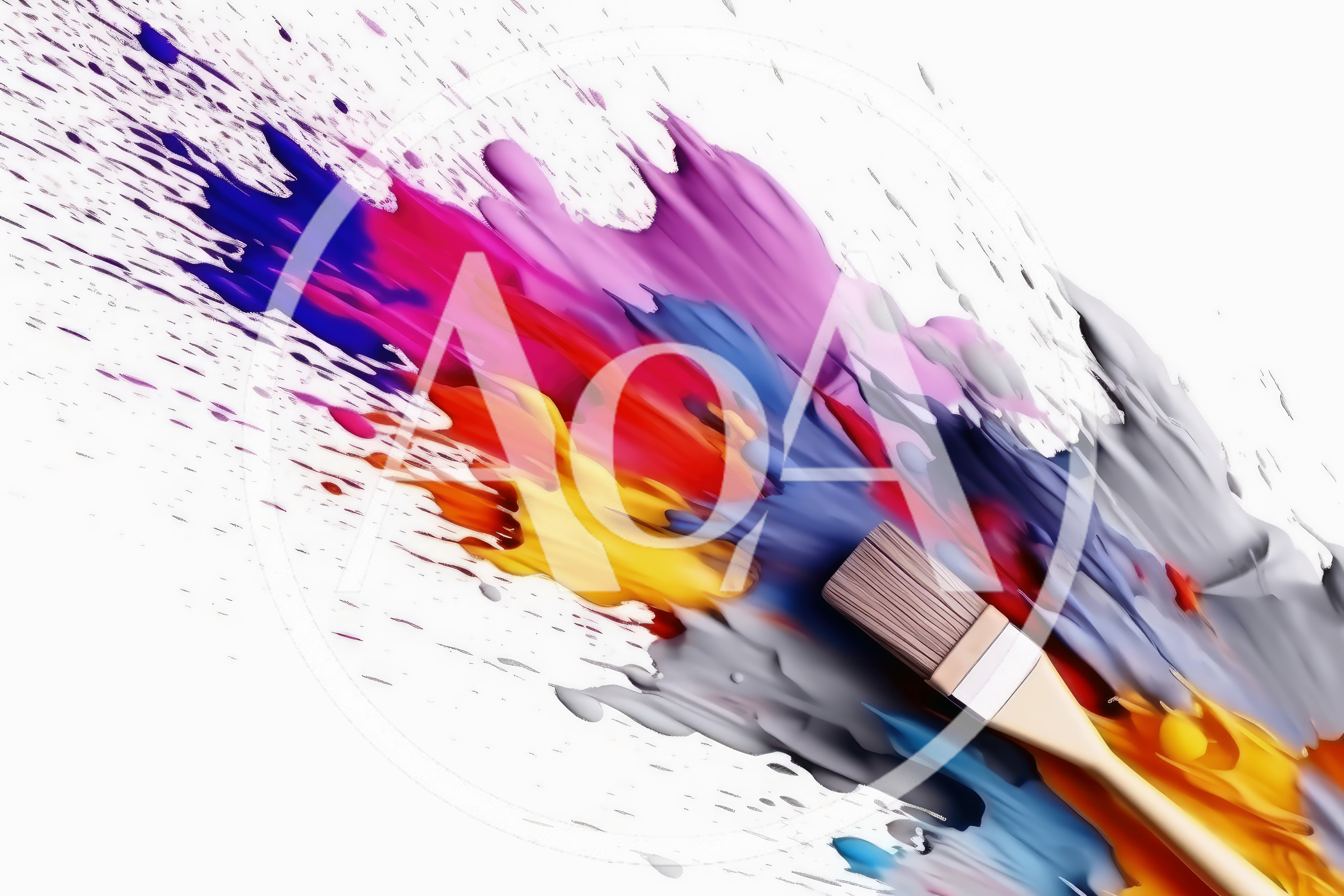 Paintbrush Creating A Vibrant Multi-Colored Paint Splash