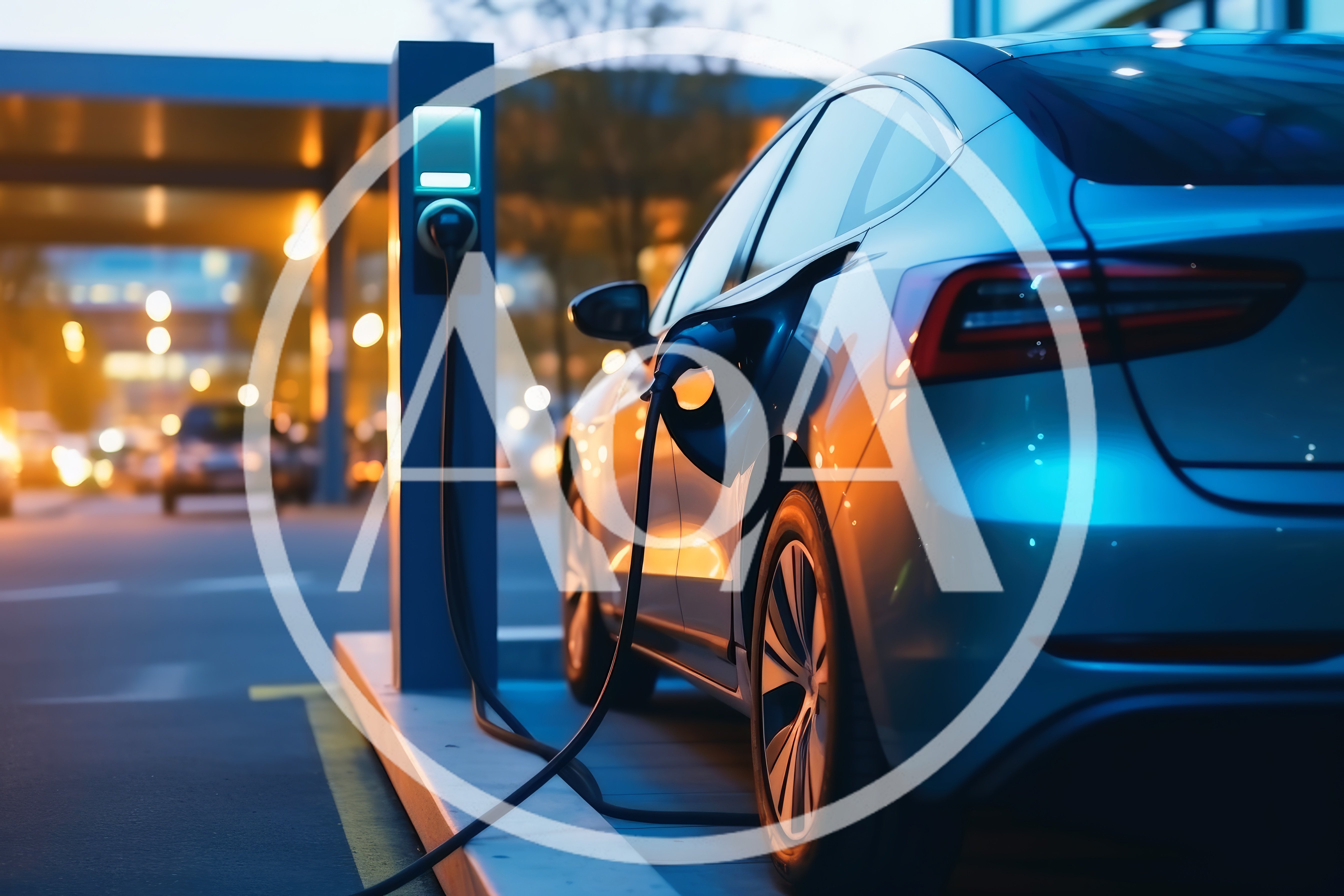 Electric Vehicle Charging At A Modern Station