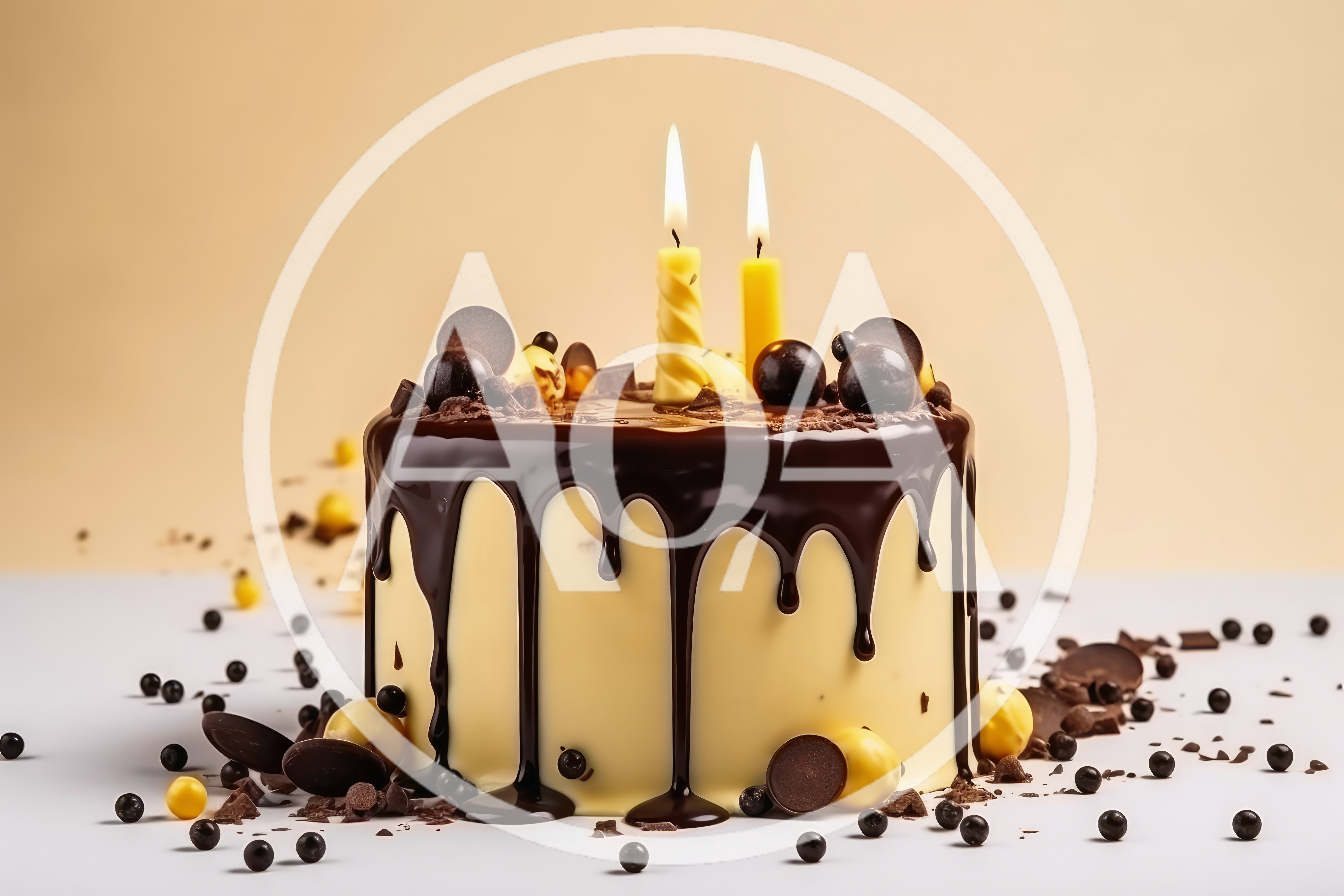Chocolate Drip Birthday Cake With Two Candles