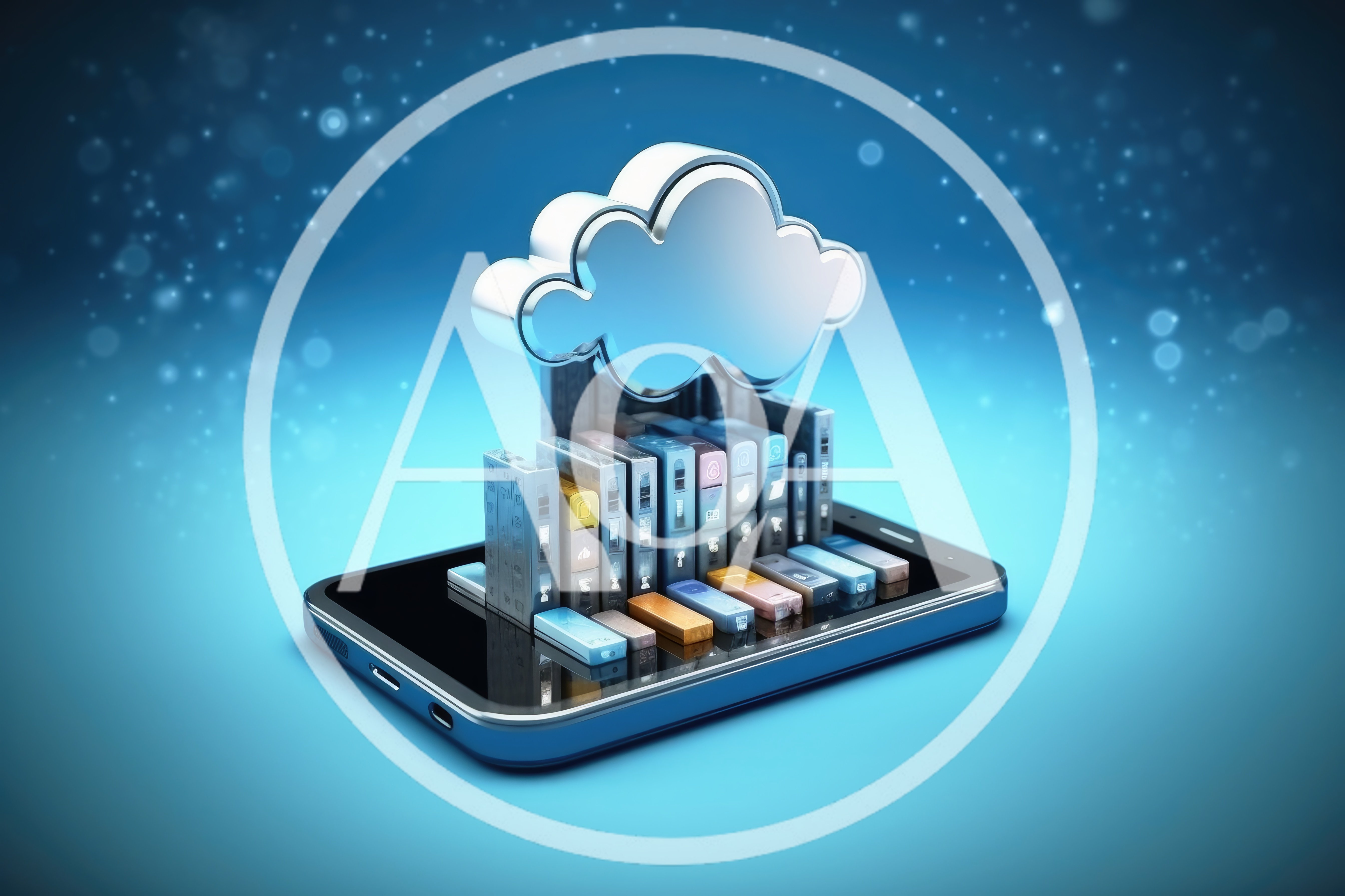 3D Cloud Computing Concept On Smartphone Screen