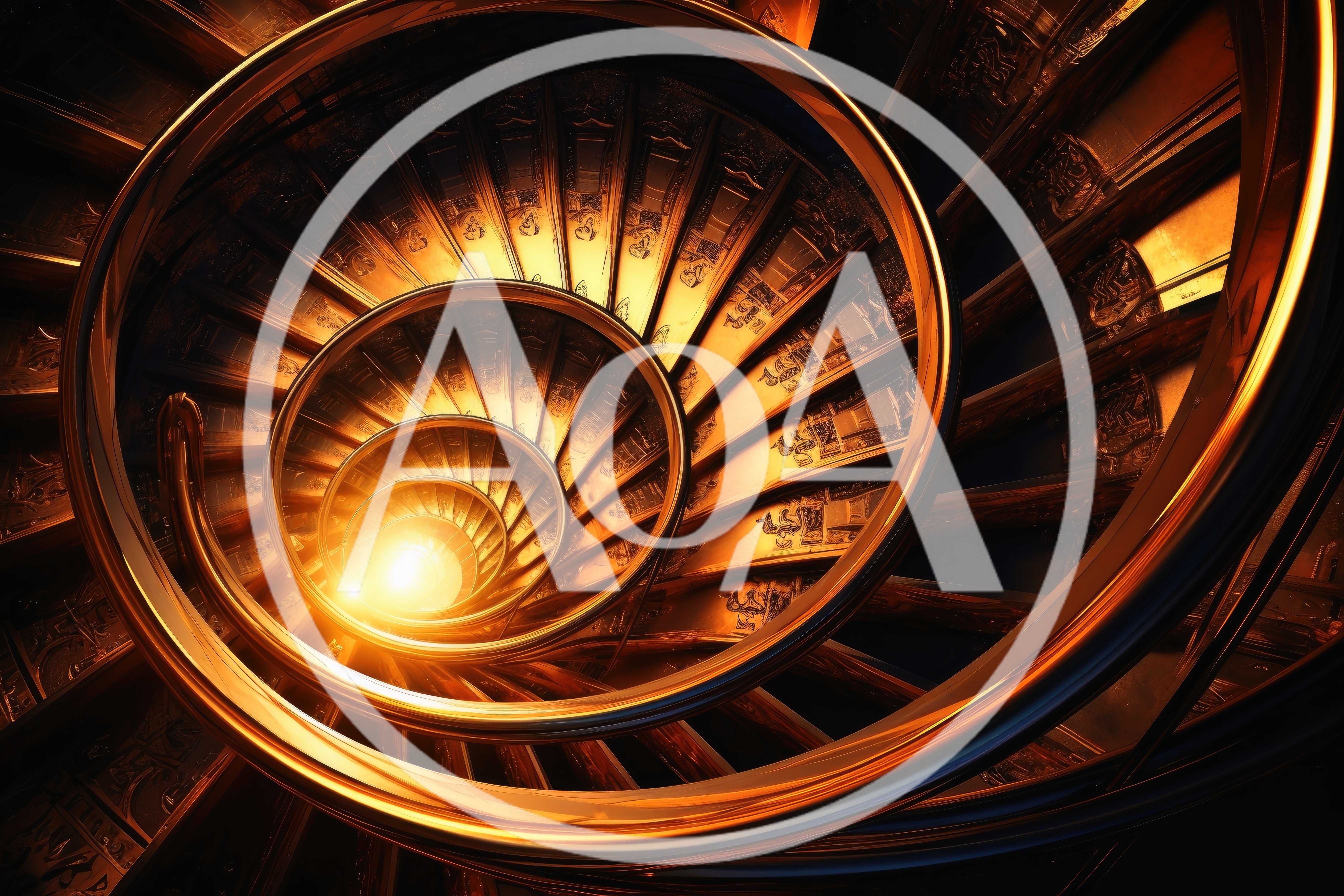 Golden Spiral Staircase With Intricate Carvings