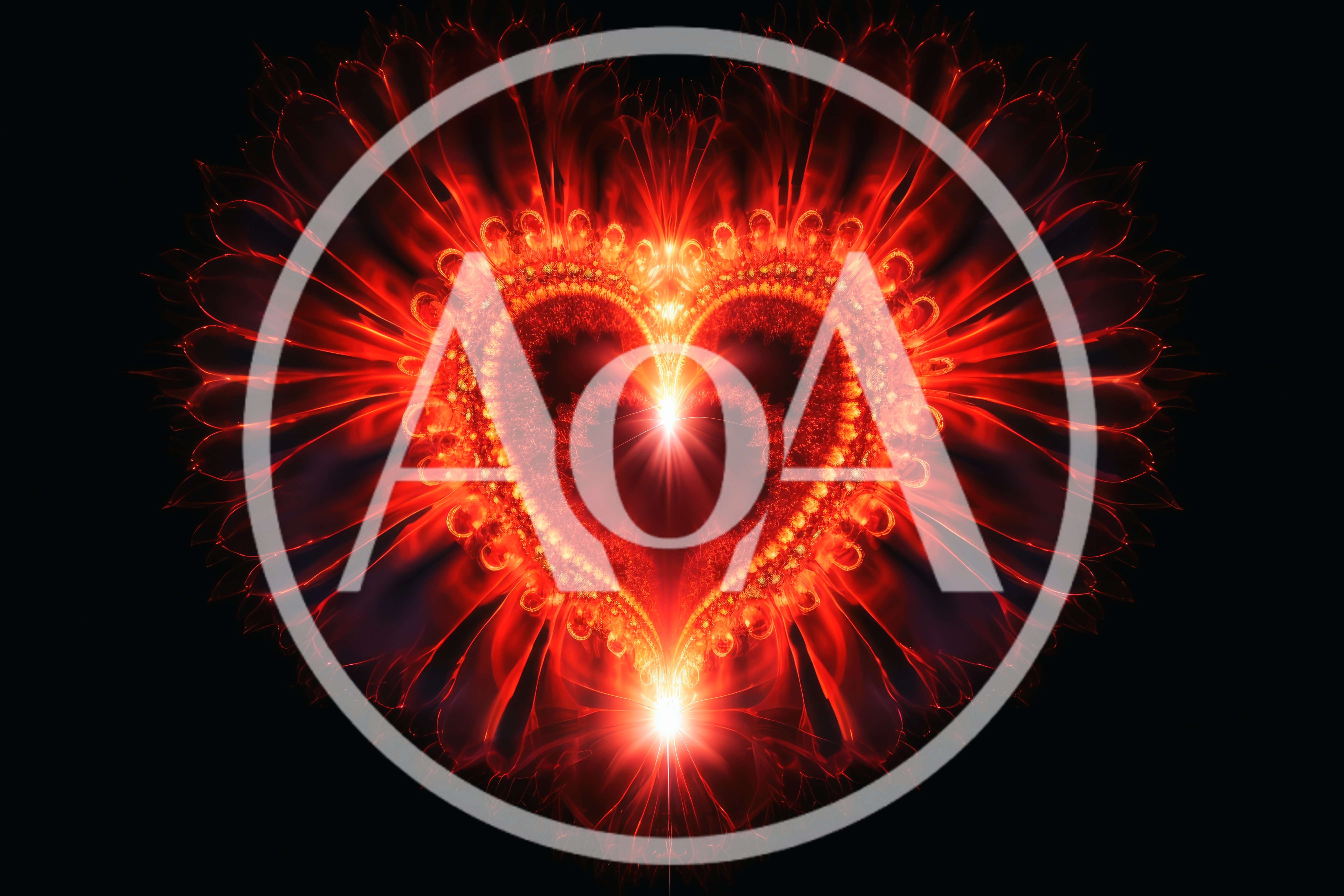 Glowing Fractal Heart With Radiant Red Light Effects