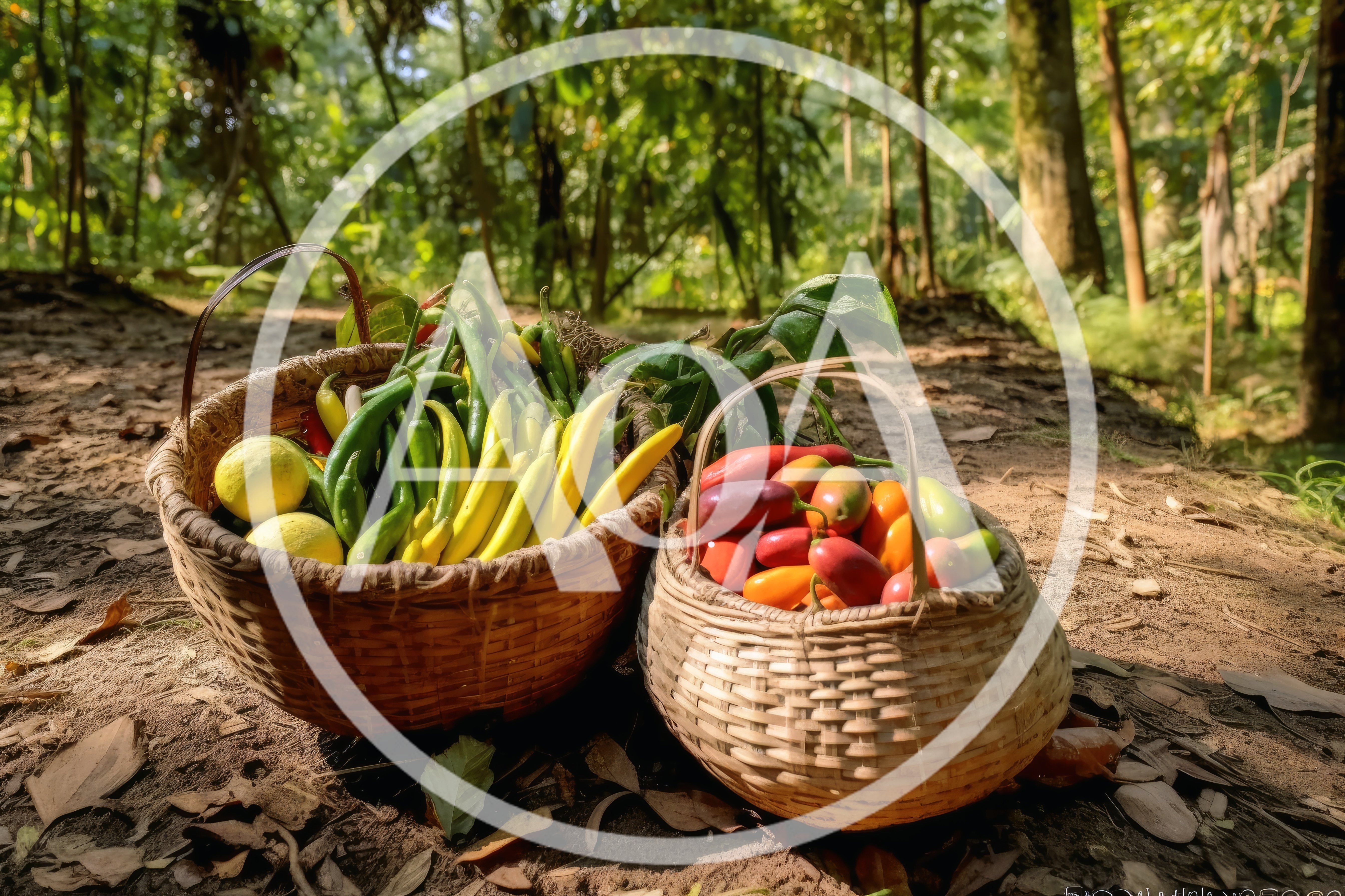 Two Woven Baskets Filled With Fresh Harvested Vegetables