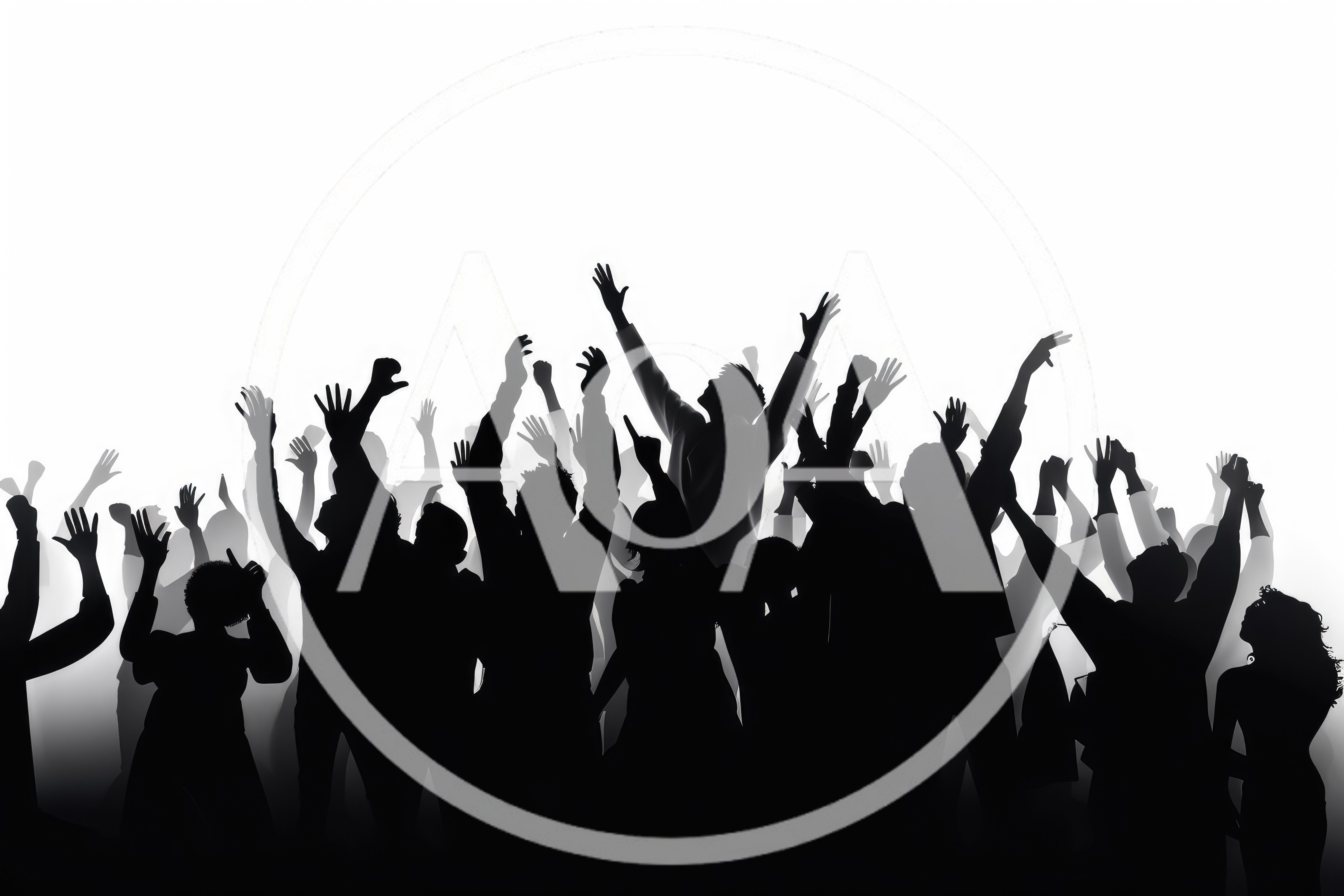Silhouettes Of A Cheering Crowd At A Concert