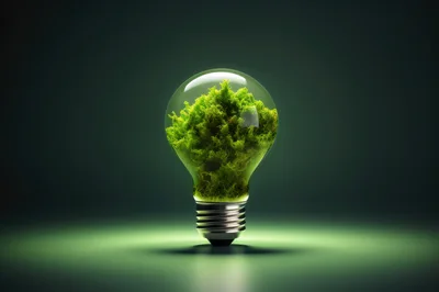 Green Moss Growing Inside A Glass Light Bulb