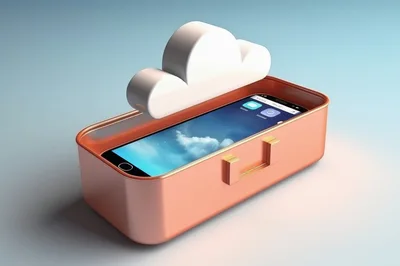 Smartphone Inside A Copper Box With Cloud Icon