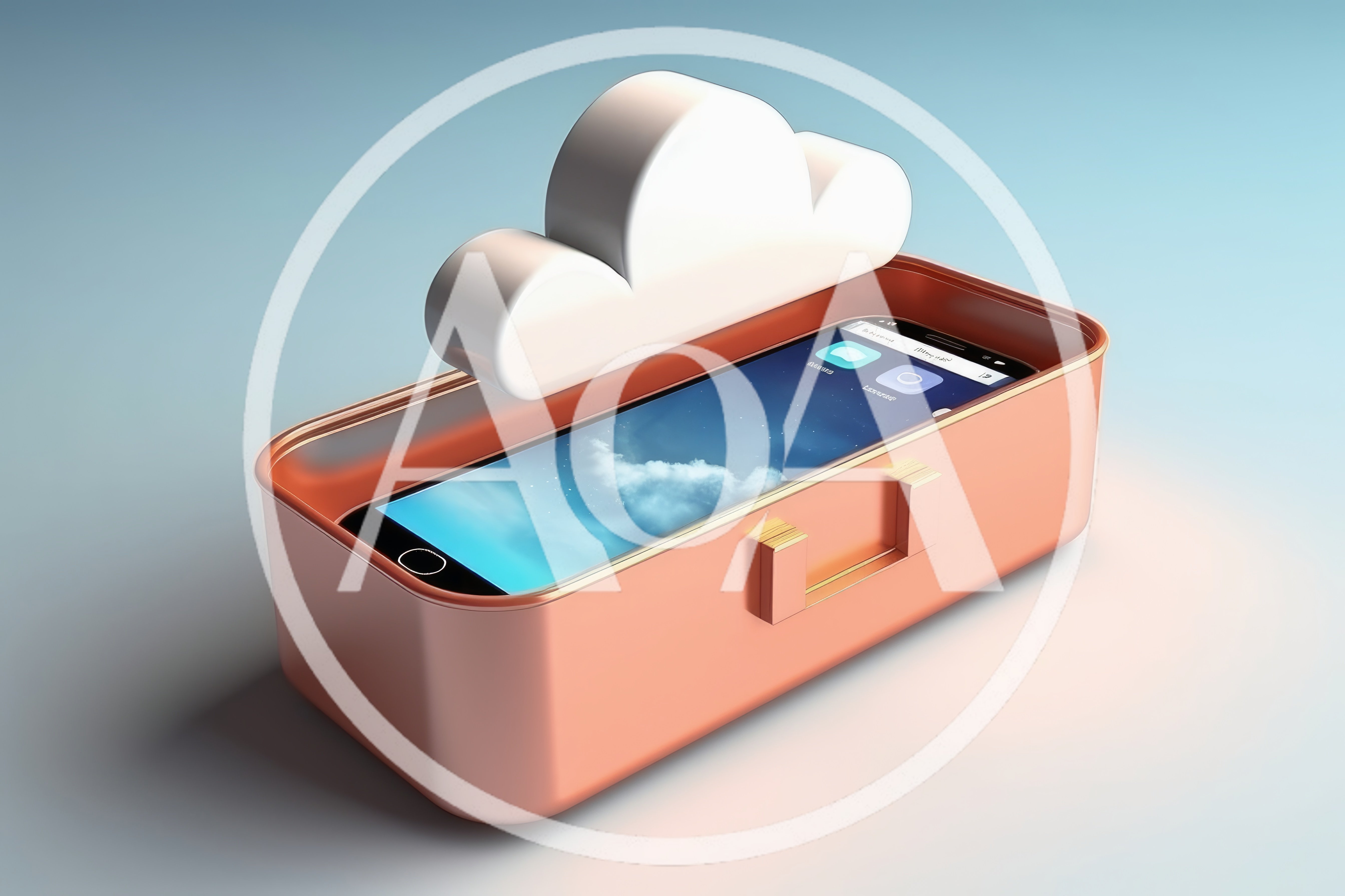 Smartphone Inside A Copper Box With Cloud Icon