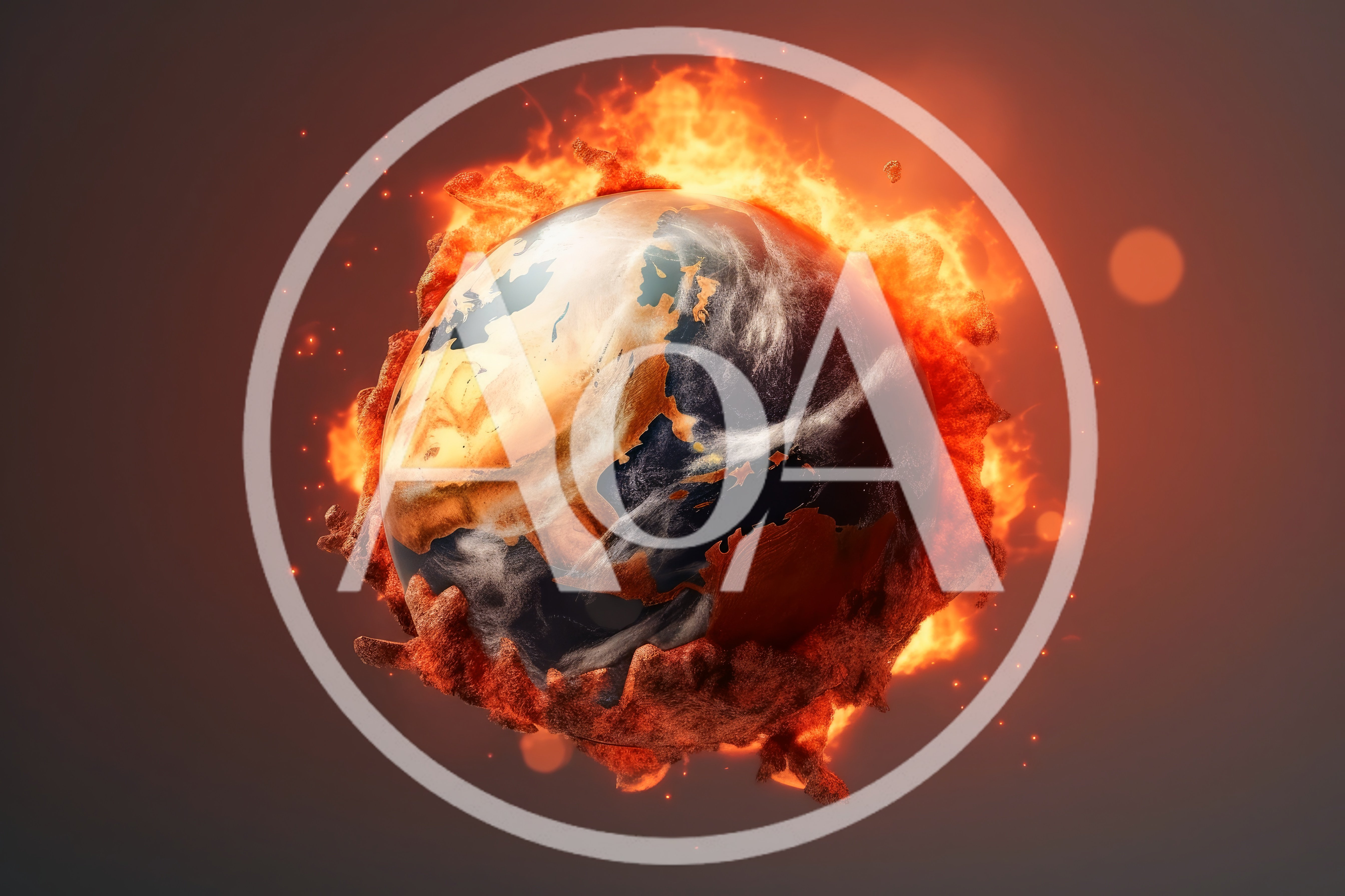 Burning Earth Globe Engulfed In Intense Fire