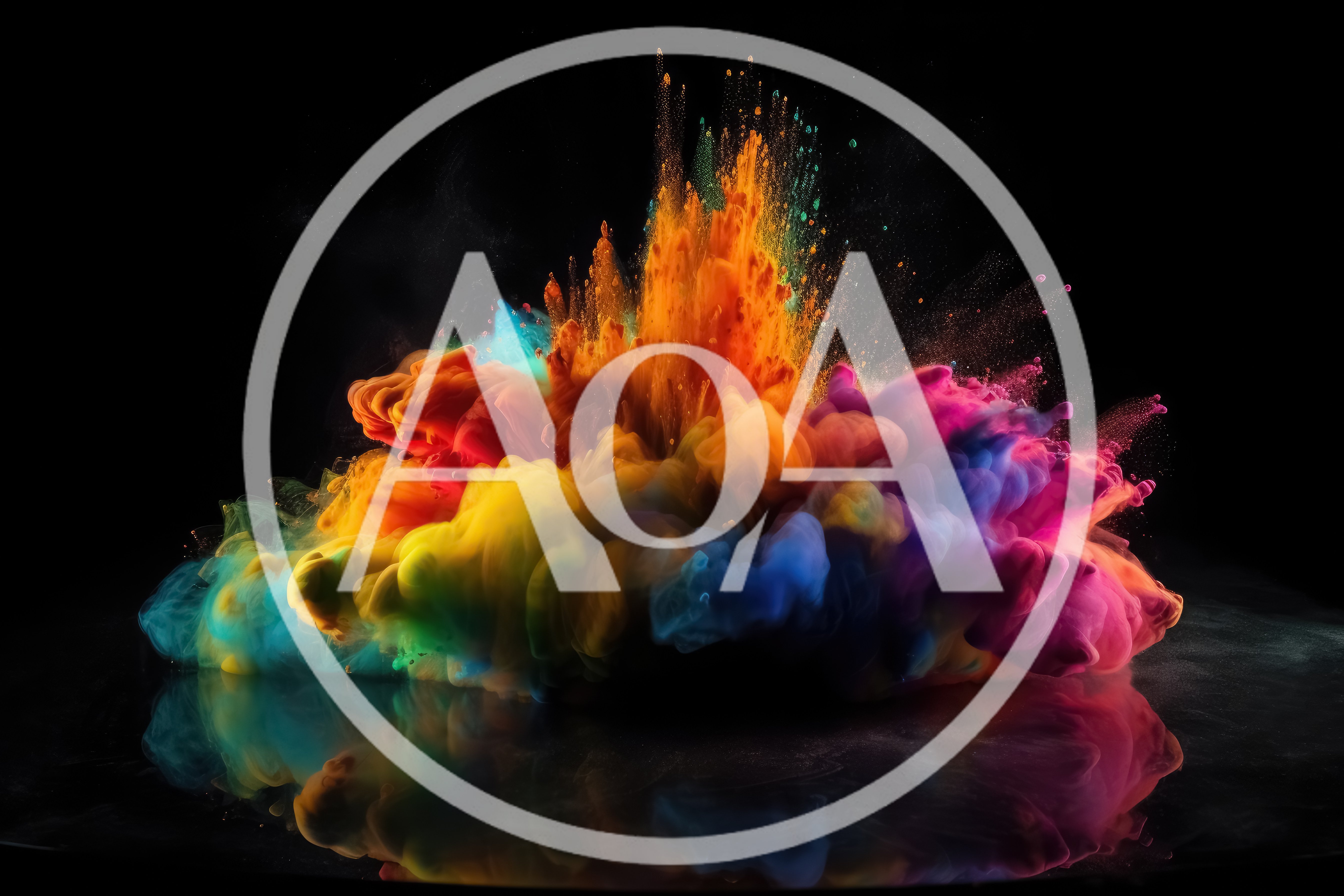 Vibrant Multi-Colored Powder Explosion Against Black Background