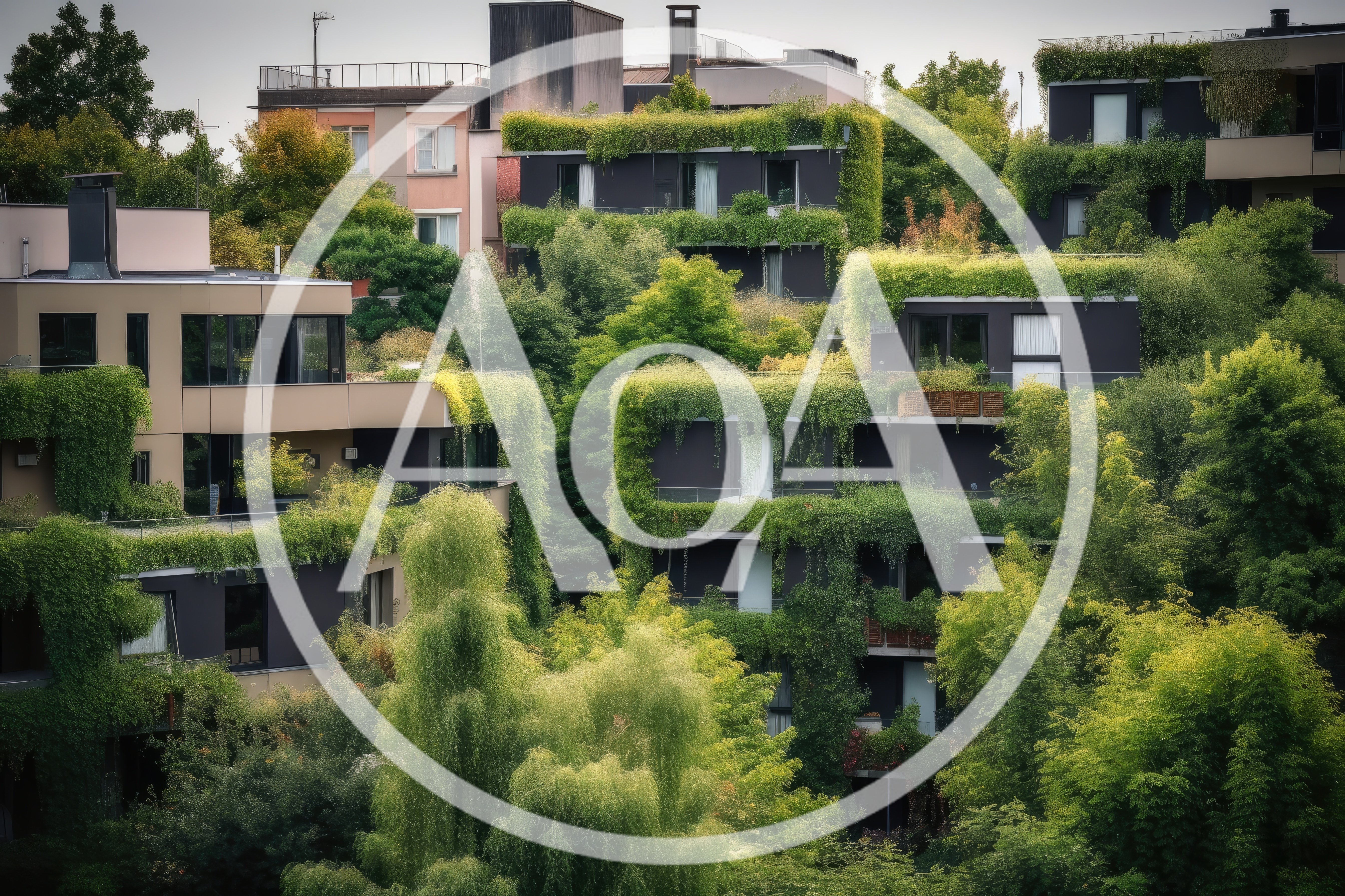 Modern Residential Buildings With Lush Vertical Greenery