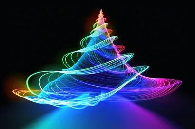 Abstract Light Painting Spiral Christmas Tree
