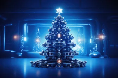 Futuristic Christmas Tree Made Of Camera Lenses