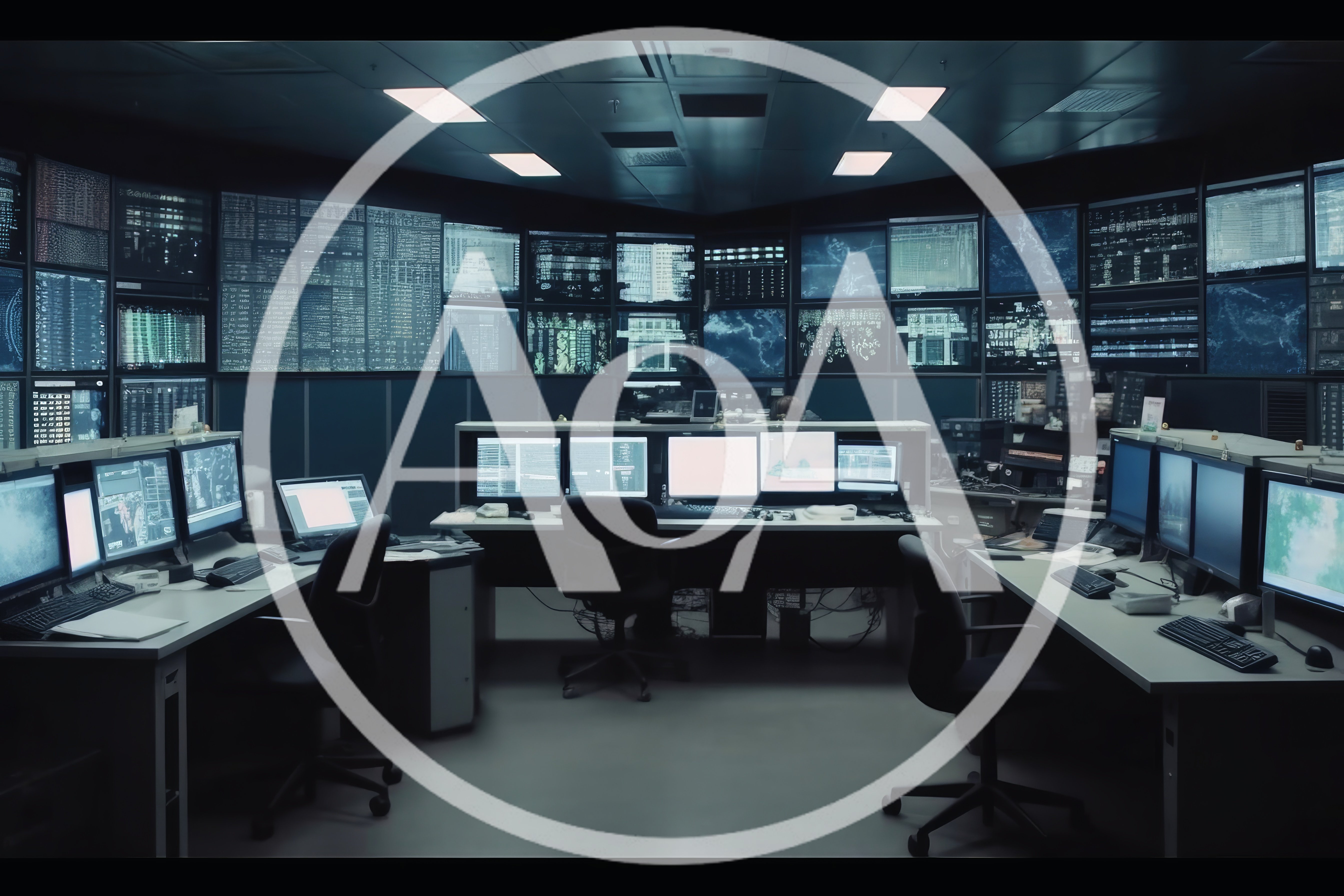 Modern Surveillance Control Room With Multiple Computer Monitors