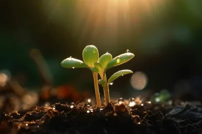 Small Green Seedling Growing In Fertile Soil