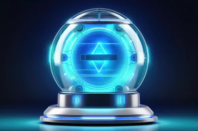 Futuristic Glowing Blue Energy Sphere Device