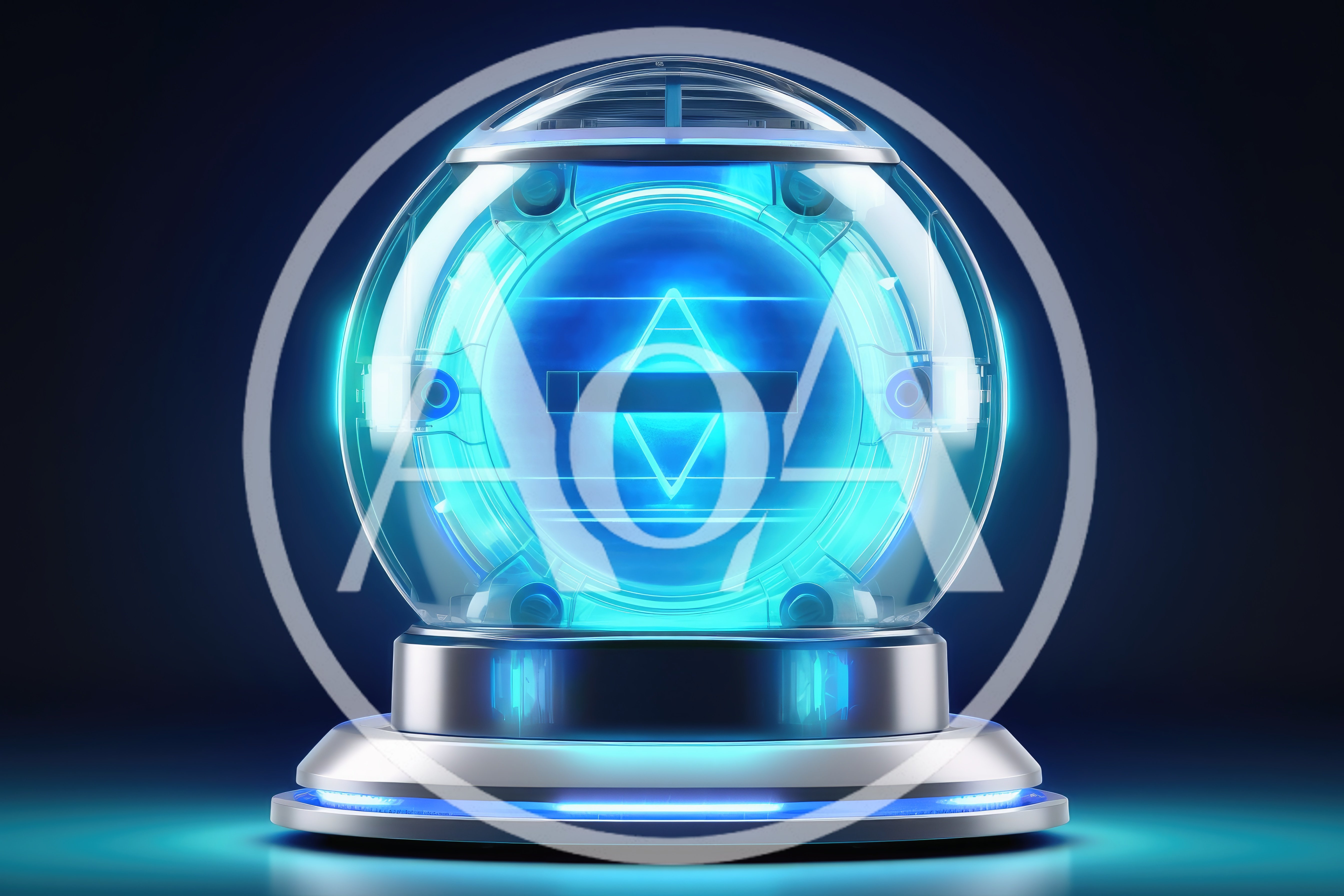 Futuristic Glowing Blue Energy Sphere Device