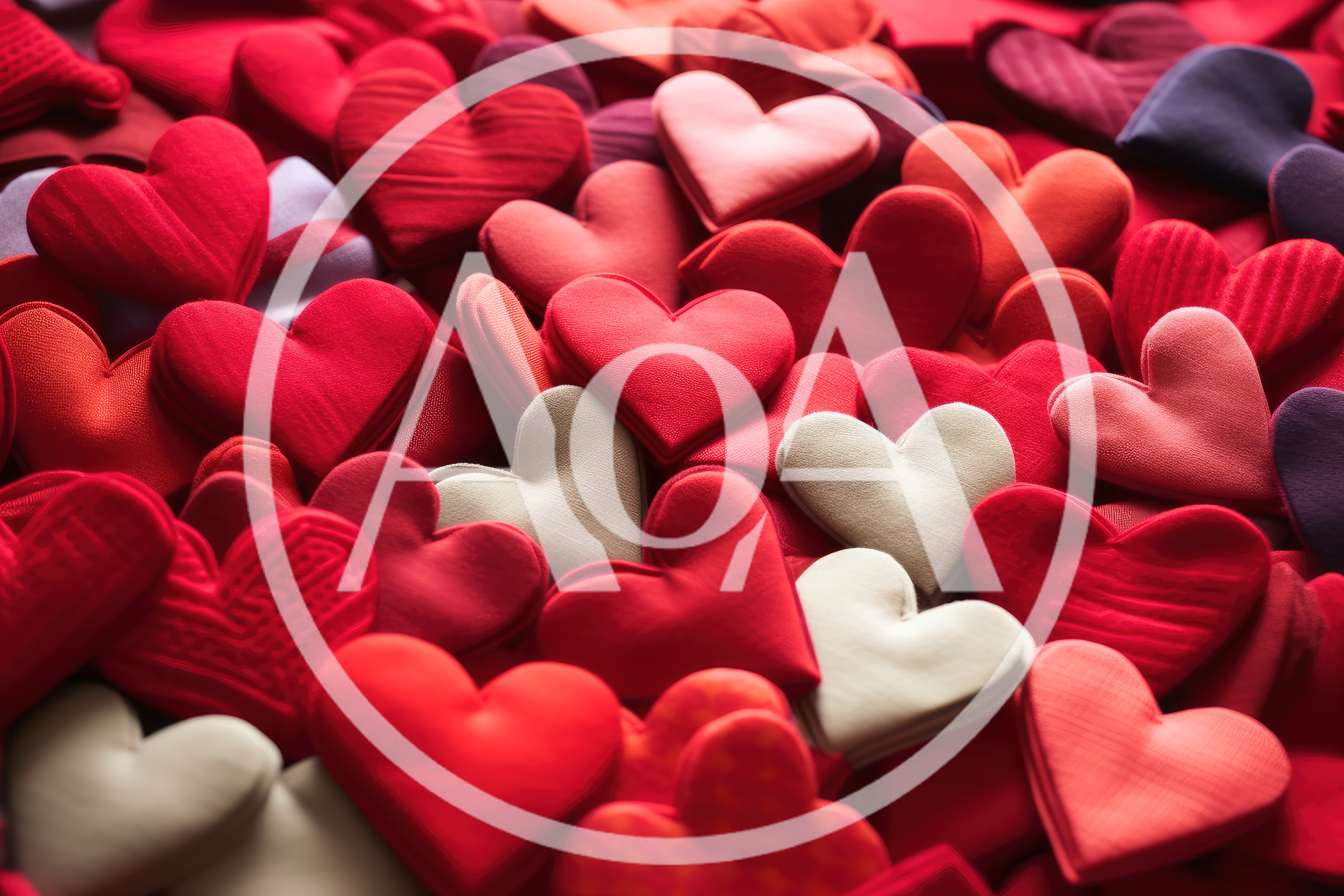 Pile of Red and Beige Fabric Hearts