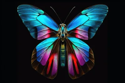 Vibrant Iridescent Butterfly With Intricate Wing Patterns
