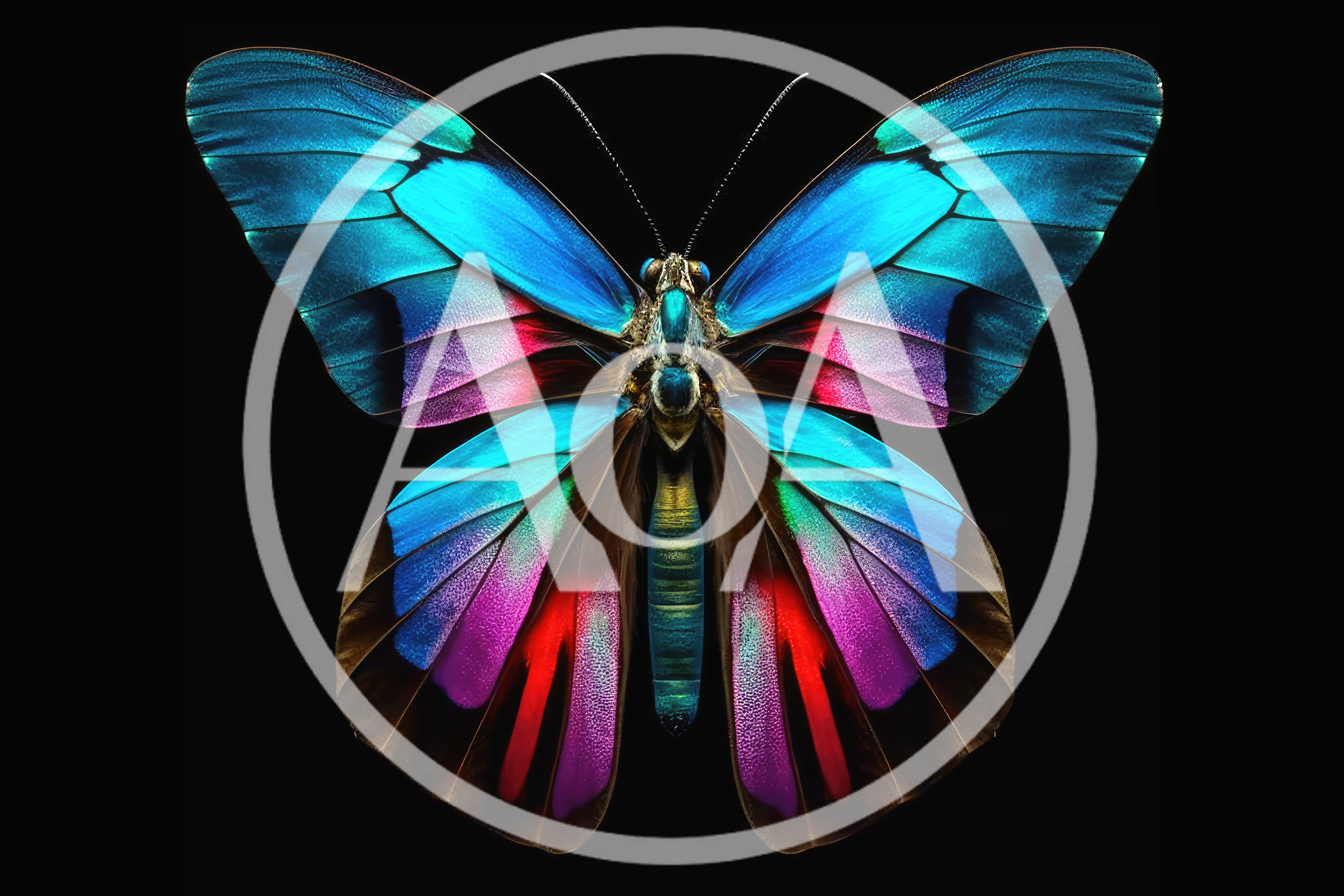 Vibrant Iridescent Butterfly With Intricate Wing Patterns