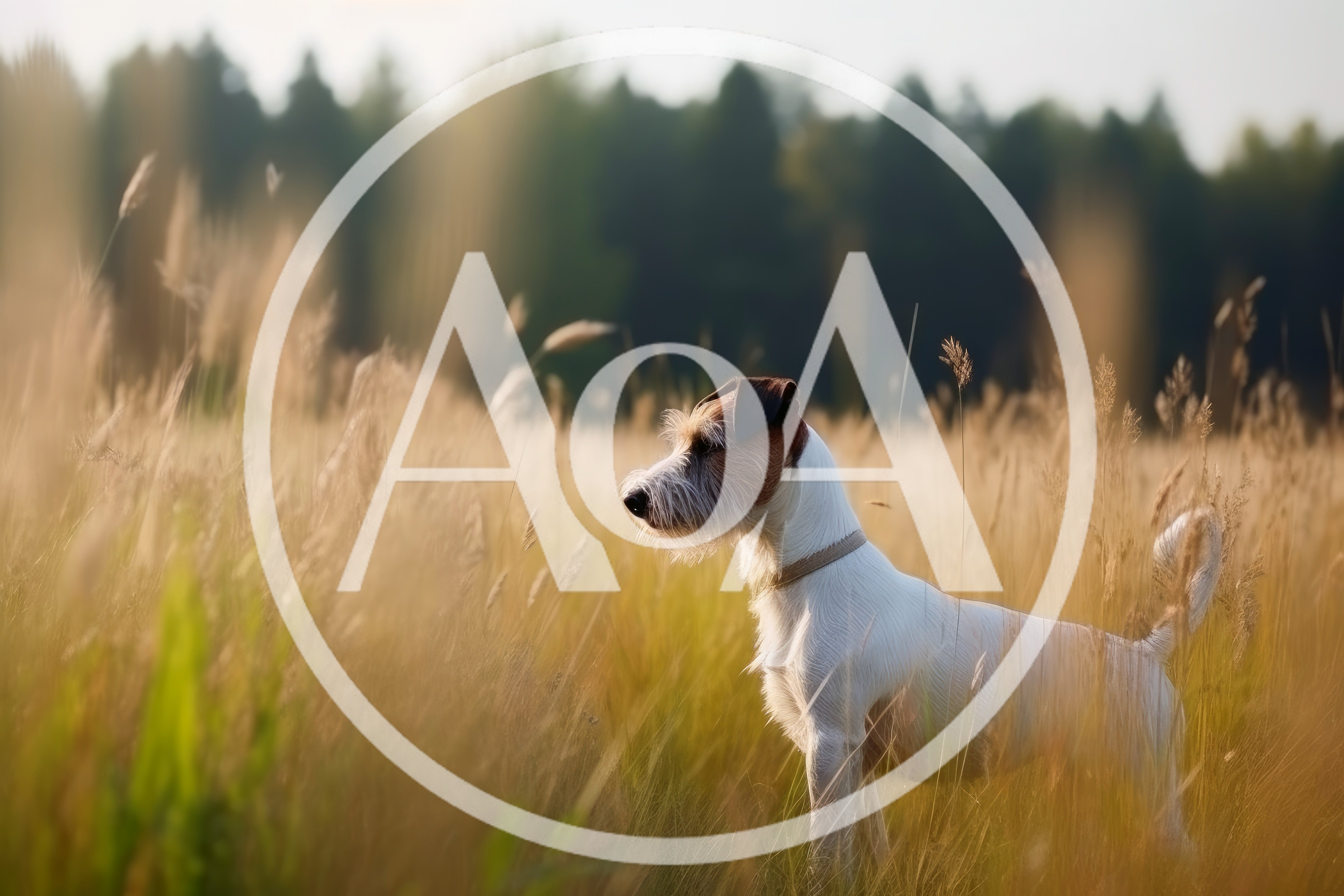 Wire Fox Terrier Standing In Golden Field