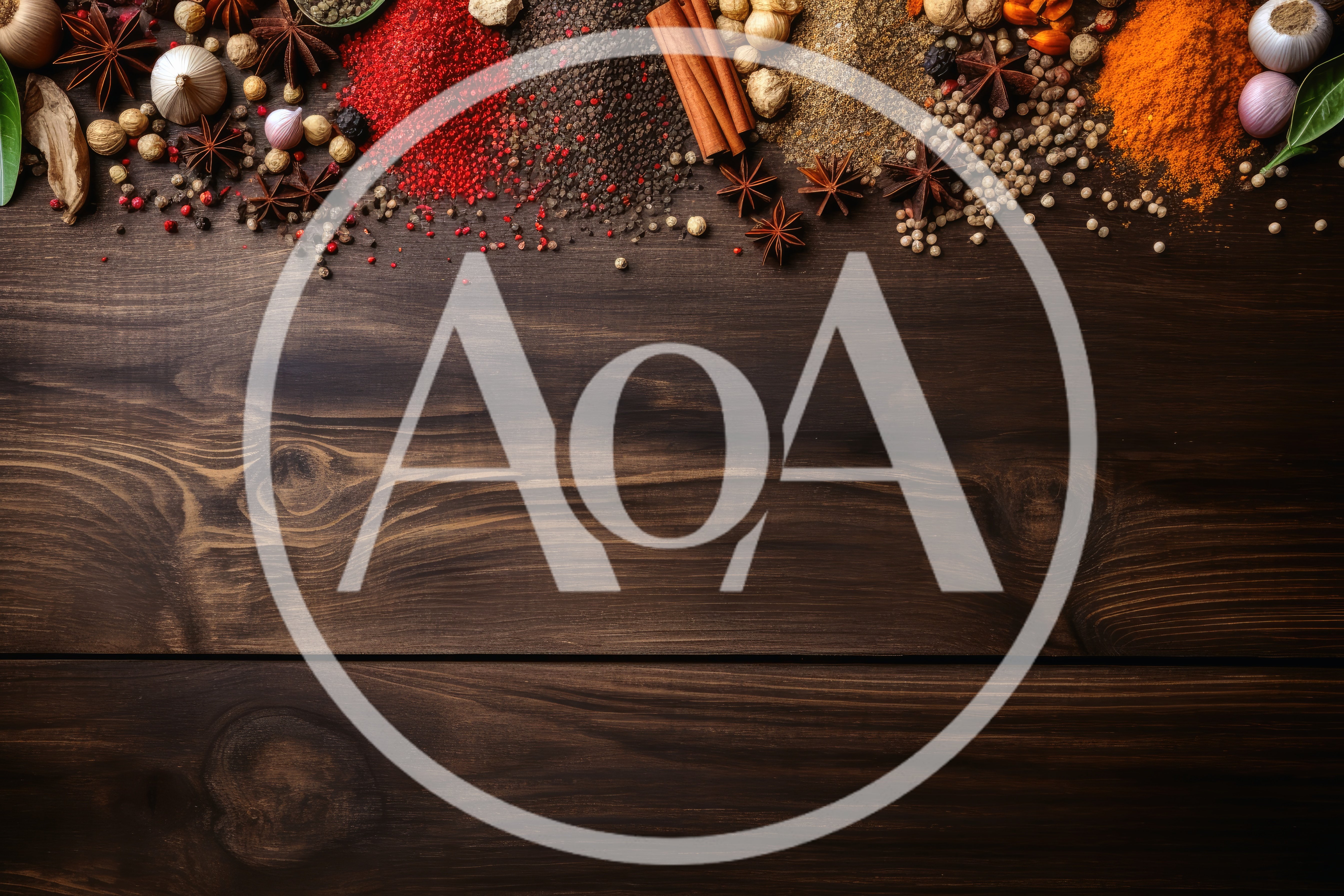 Assorted Spices and Herbs on Dark Wooden Background
