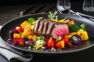 Gourmet Sliced Beef Tenderloin With Roasted Vegetables