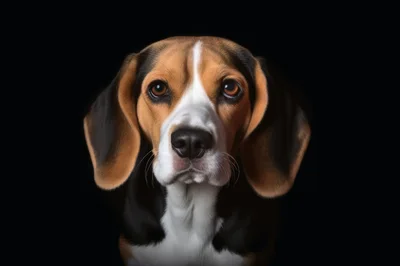 Portrait Of A Beagle Dog On Black Background