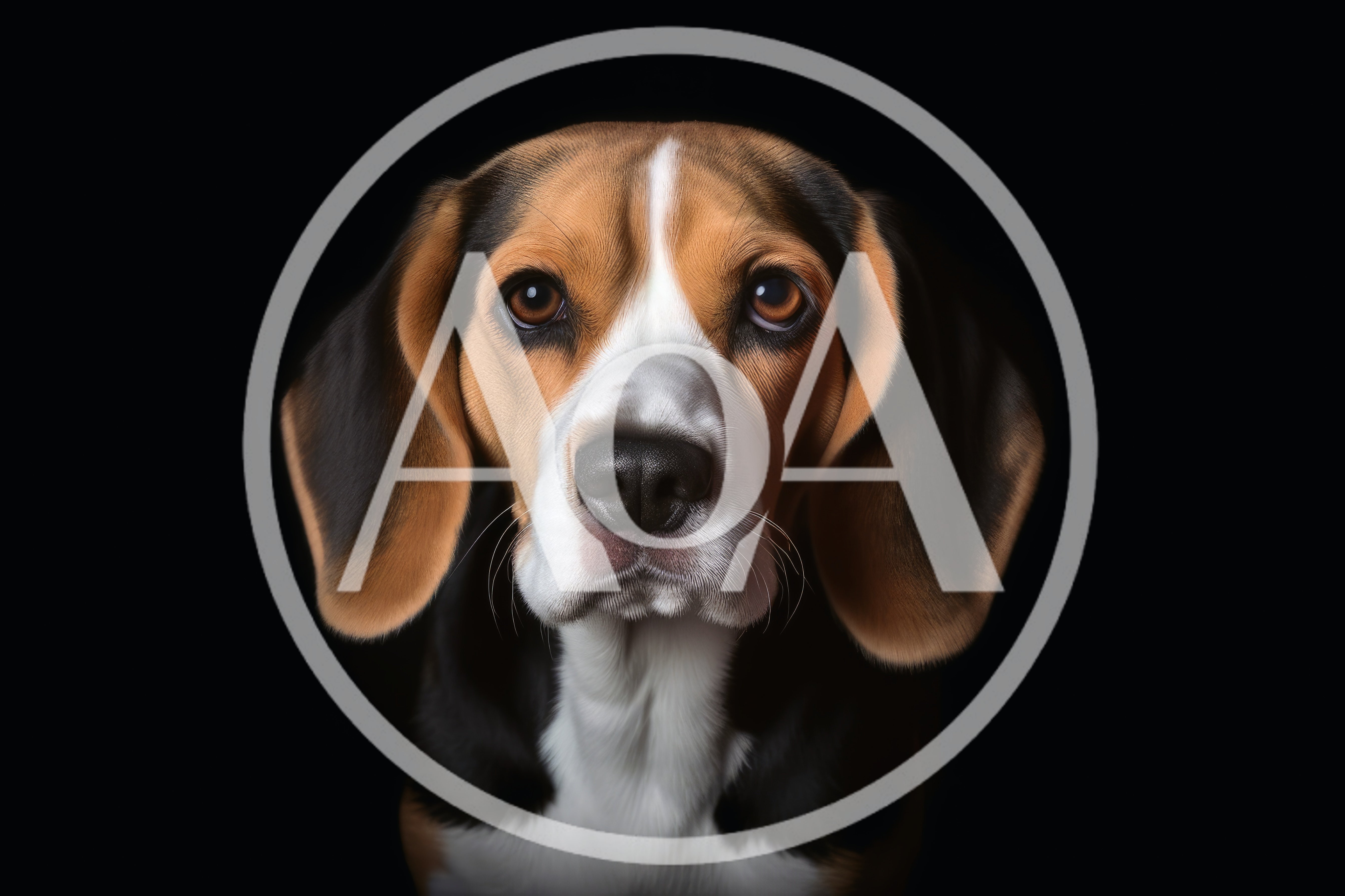 Portrait Of A Beagle Dog On Black Background