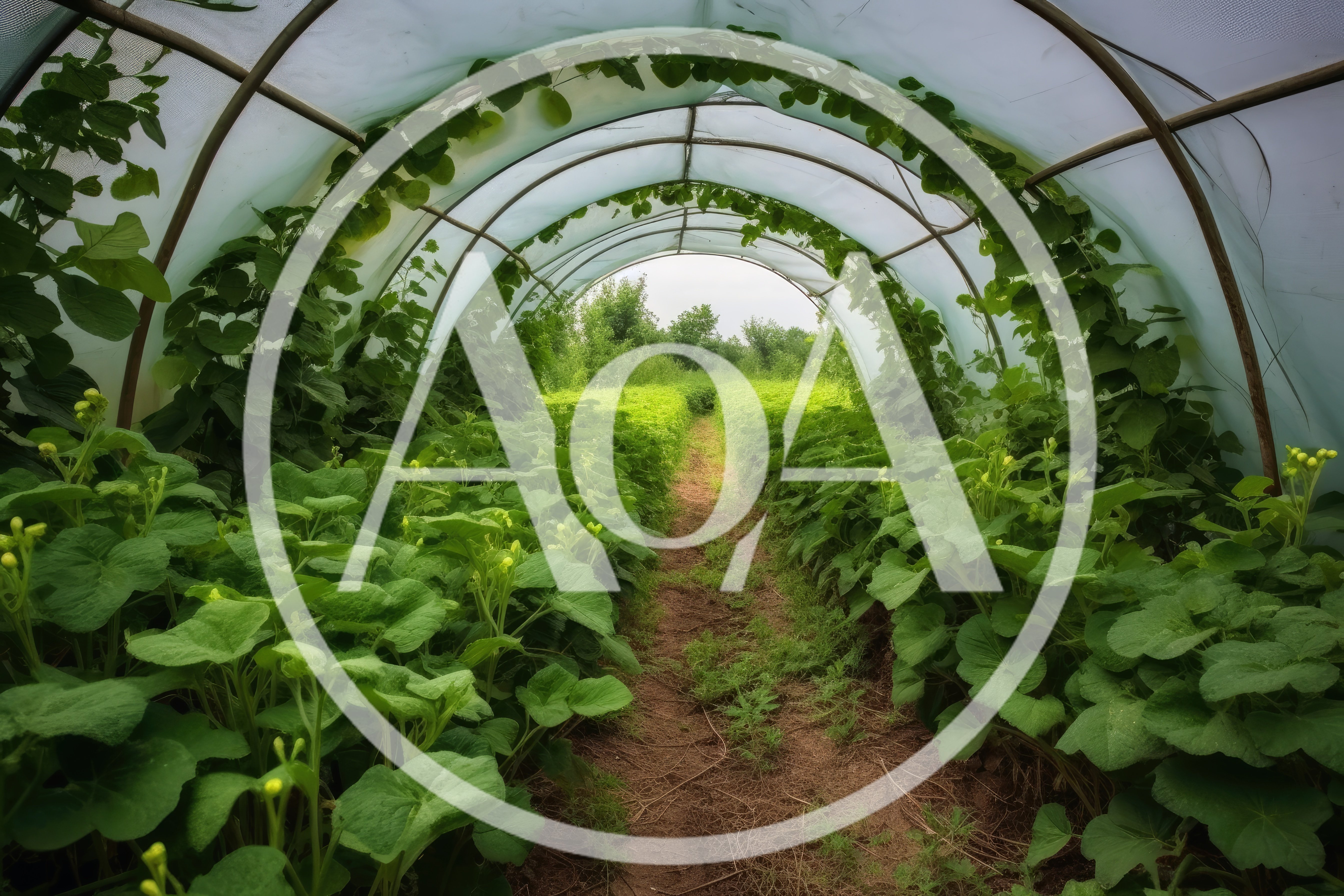 Lush Green Plants Growing Inside A Greenhouse Tunnel