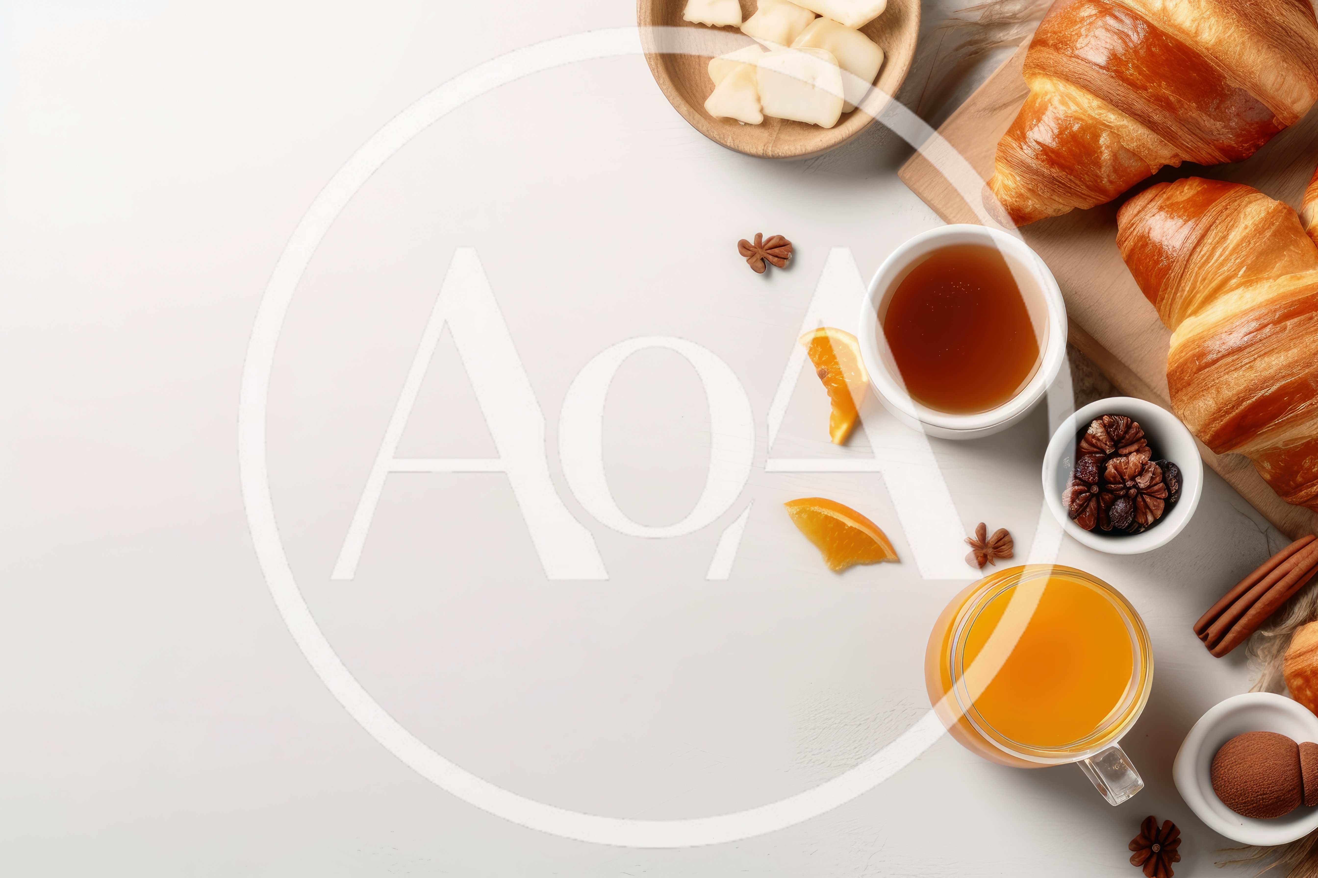 Breakfast Flat Lay With Croissants And Orange Juice