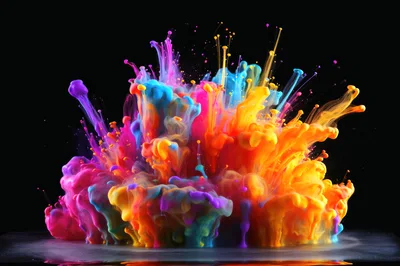 Vibrant Multi-Colored Ink Explosion In Water