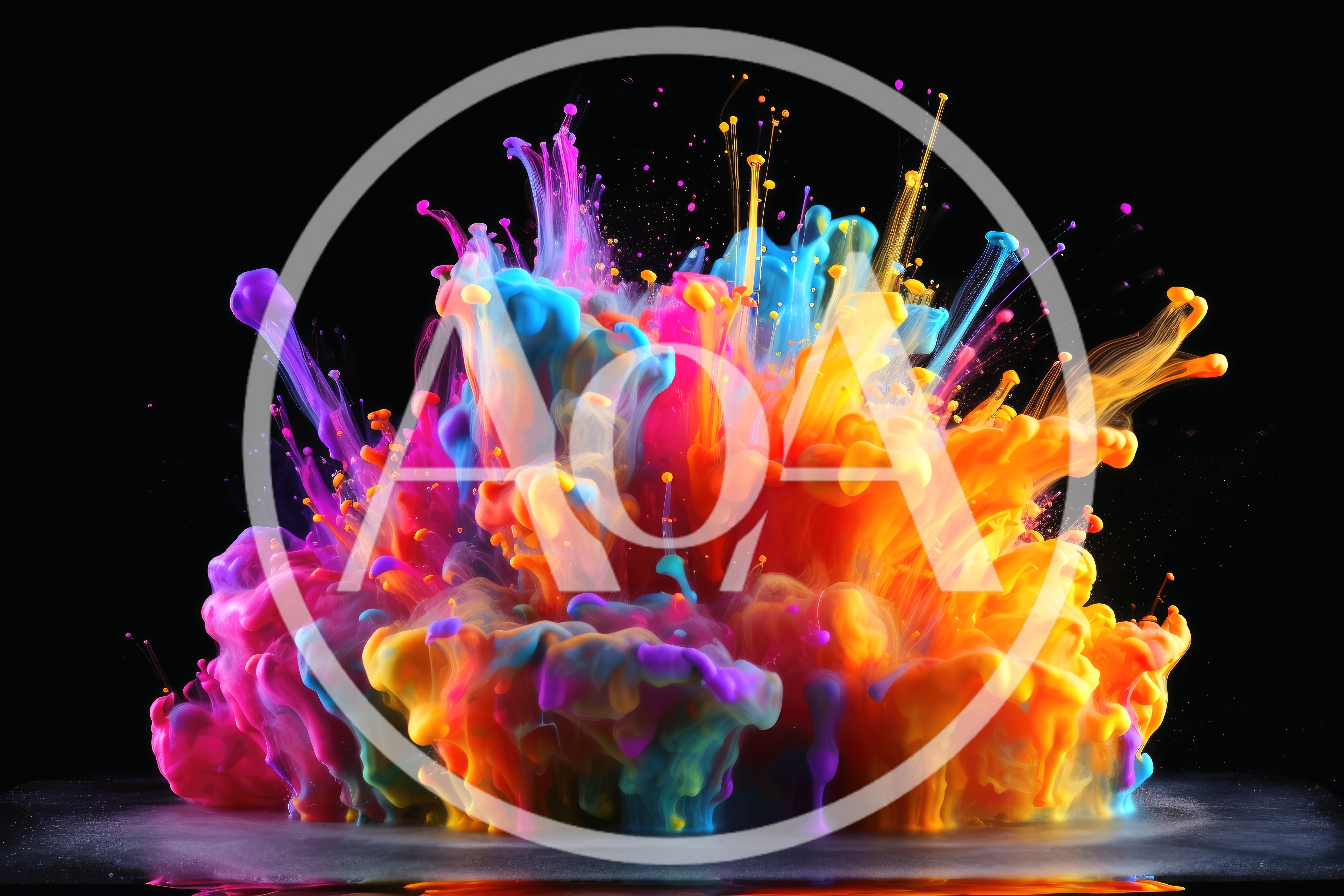 Vibrant Multi-Colored Ink Explosion In Water