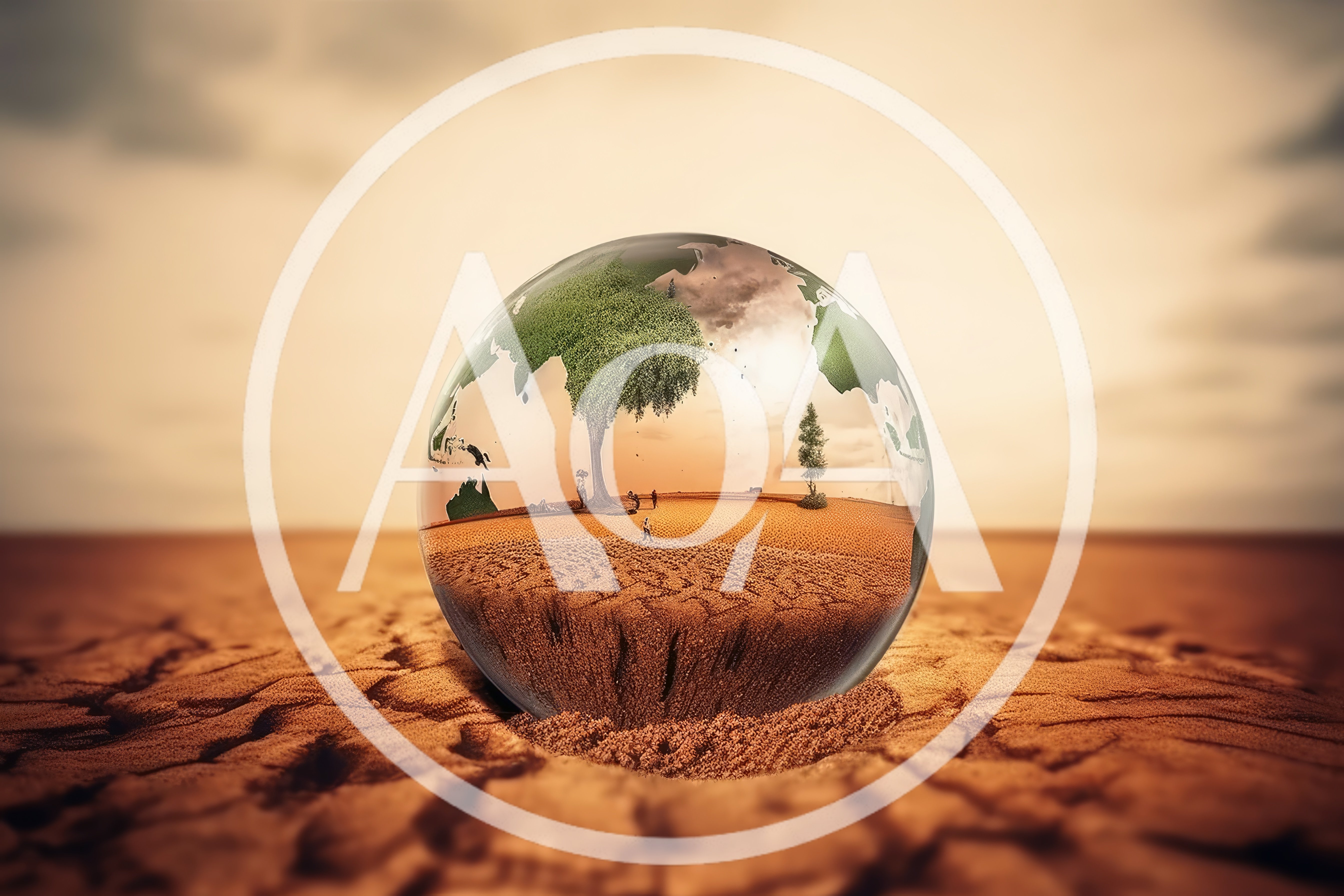 Glass Globe Containing A Tree In A Desert Landscape