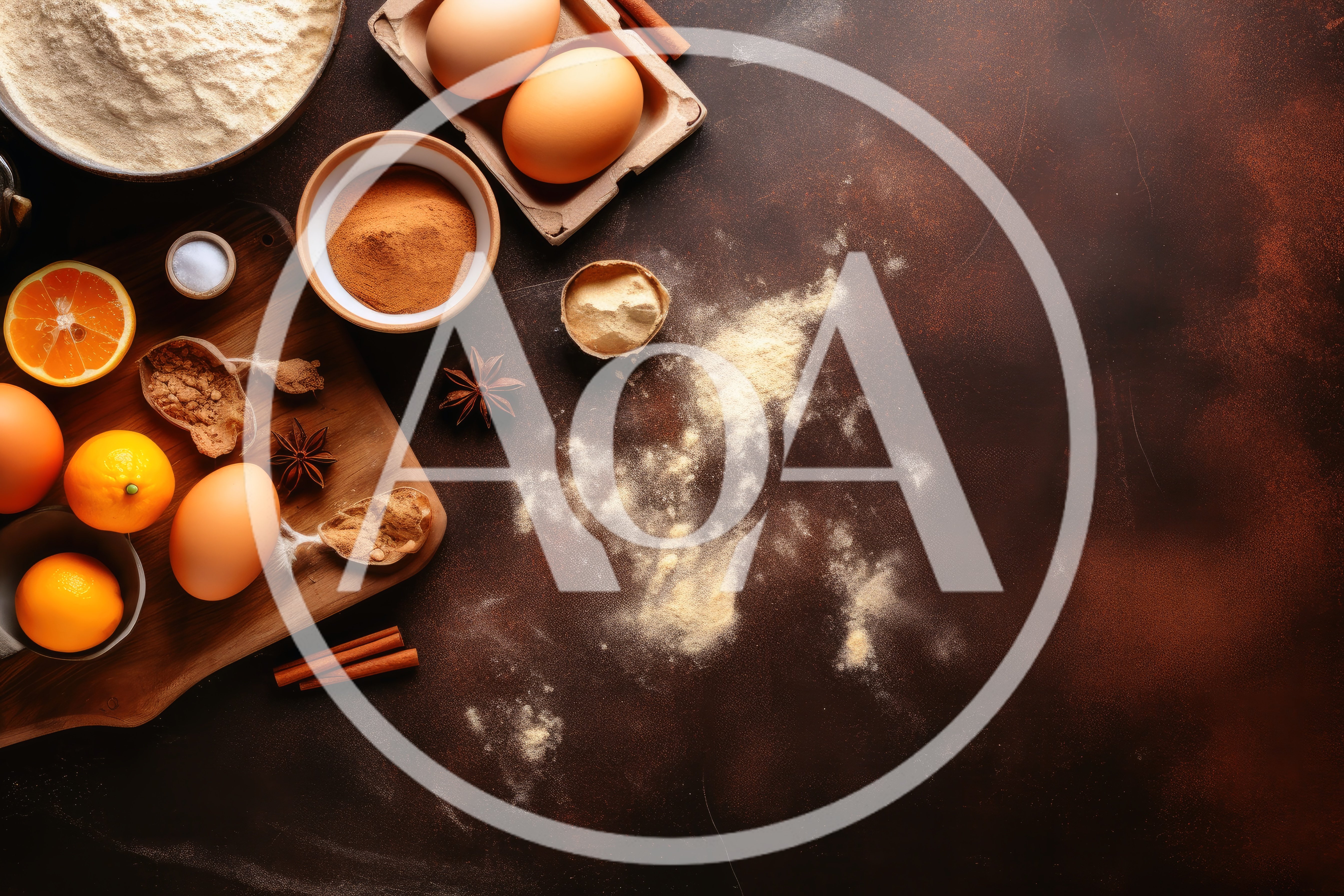 Baking Ingredients Arranged on a Dark Rustic Surface