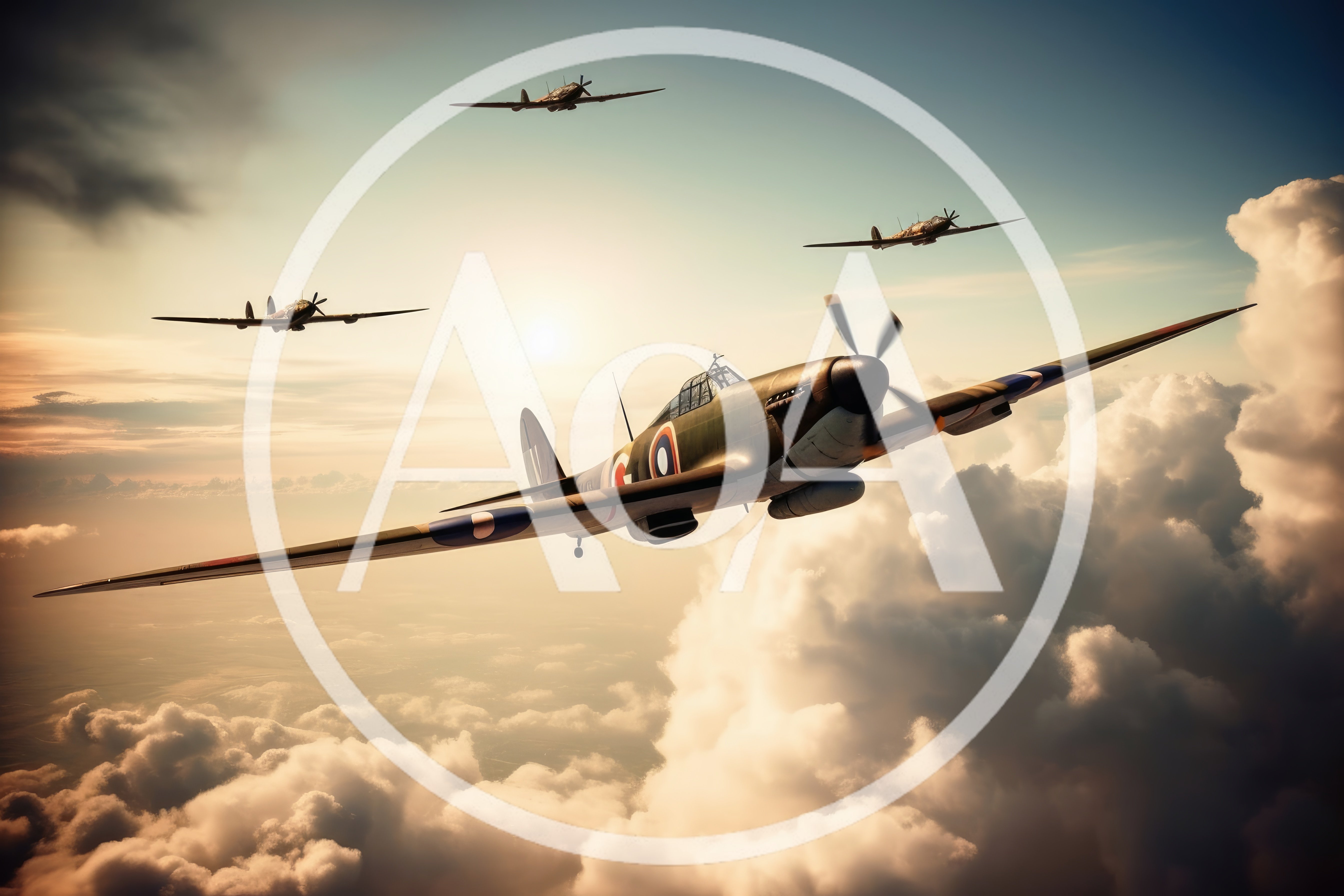 Formation Of Vintage Hawker Hurricane Fighter Aircraft