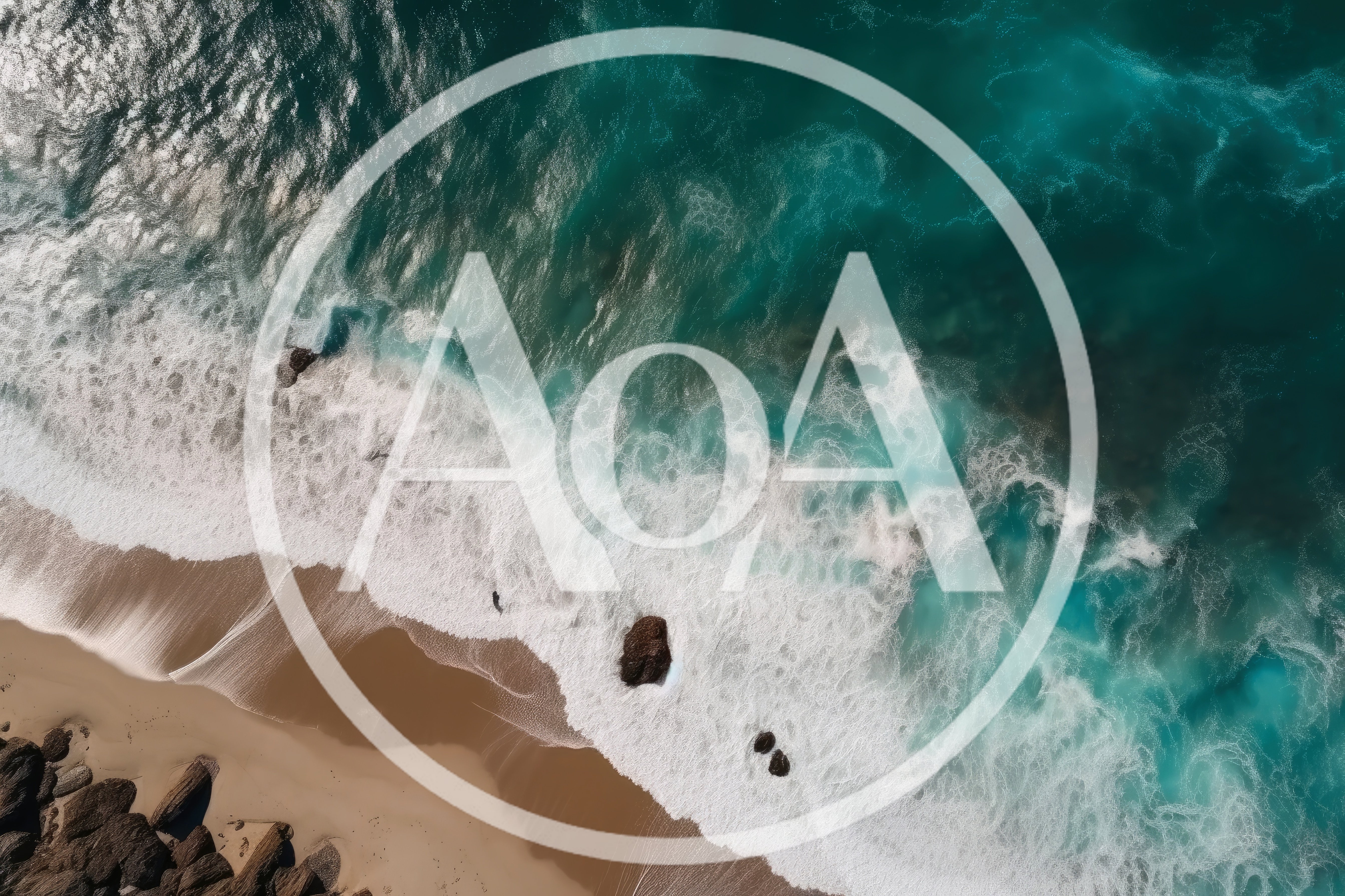 Aerial View Of Turquoise Ocean Waves Crashing On Beach