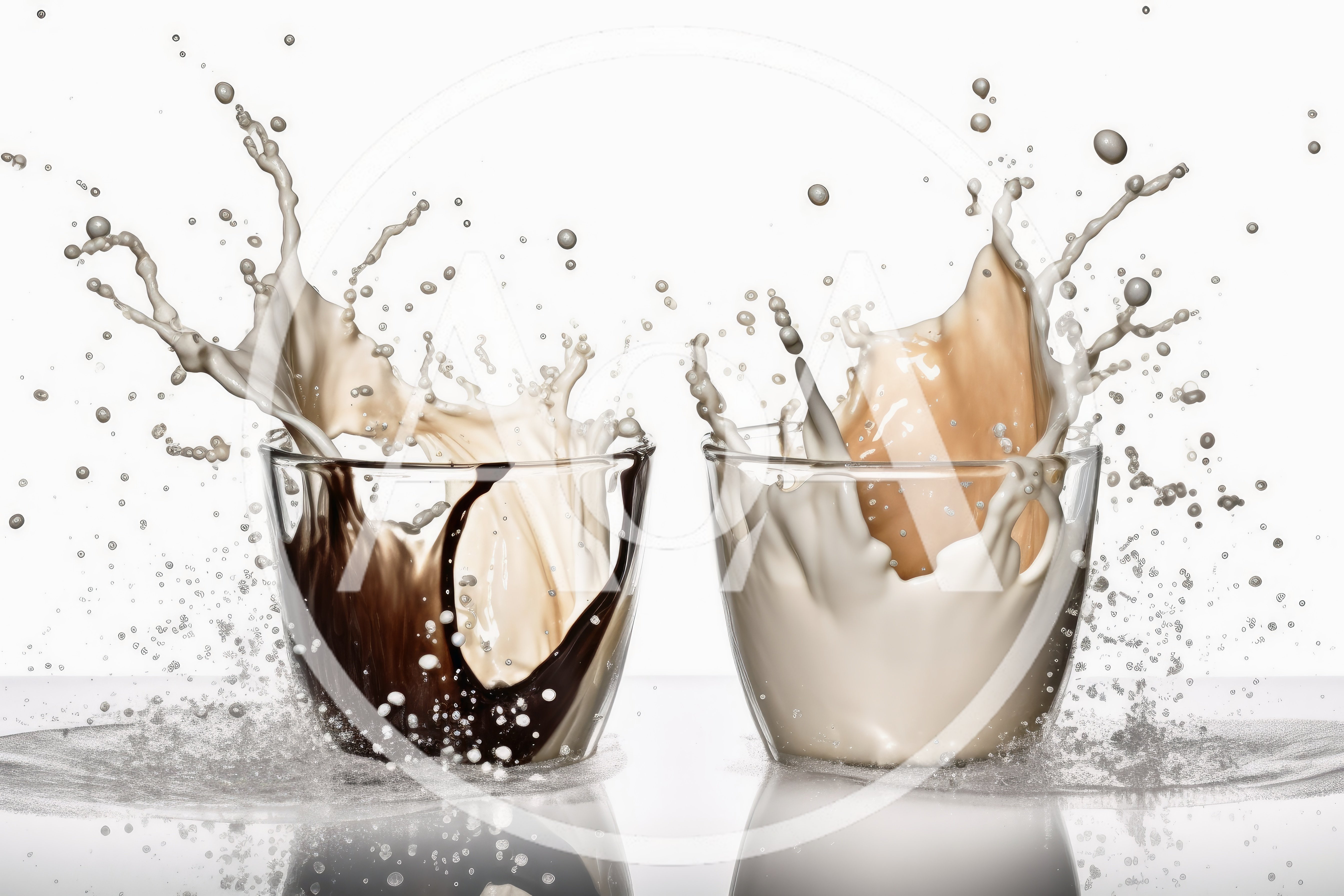 Dynamic Liquid Splashes in Two Glass Cups
