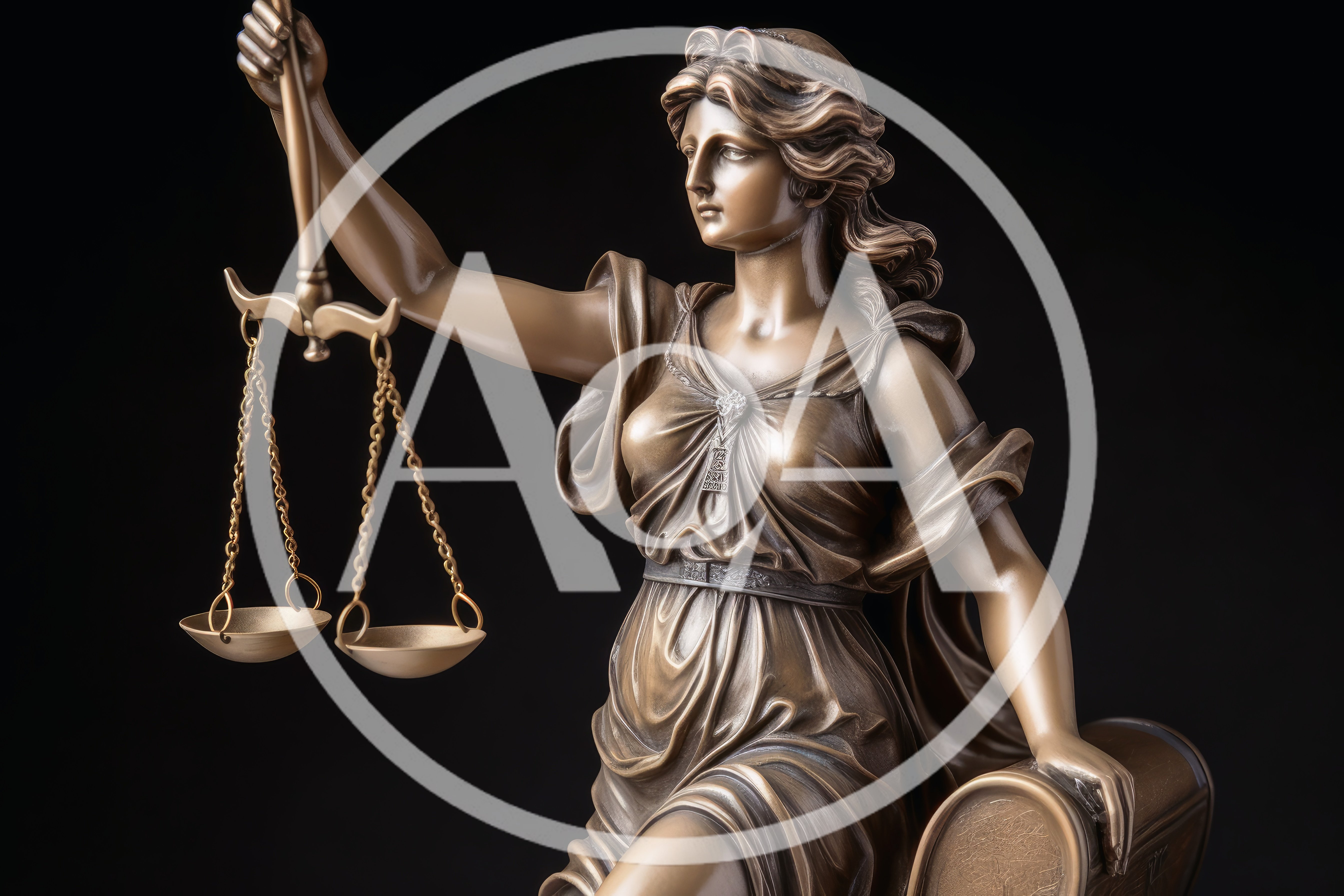 Bronze Statue Of Lady Justice Holding Scales
