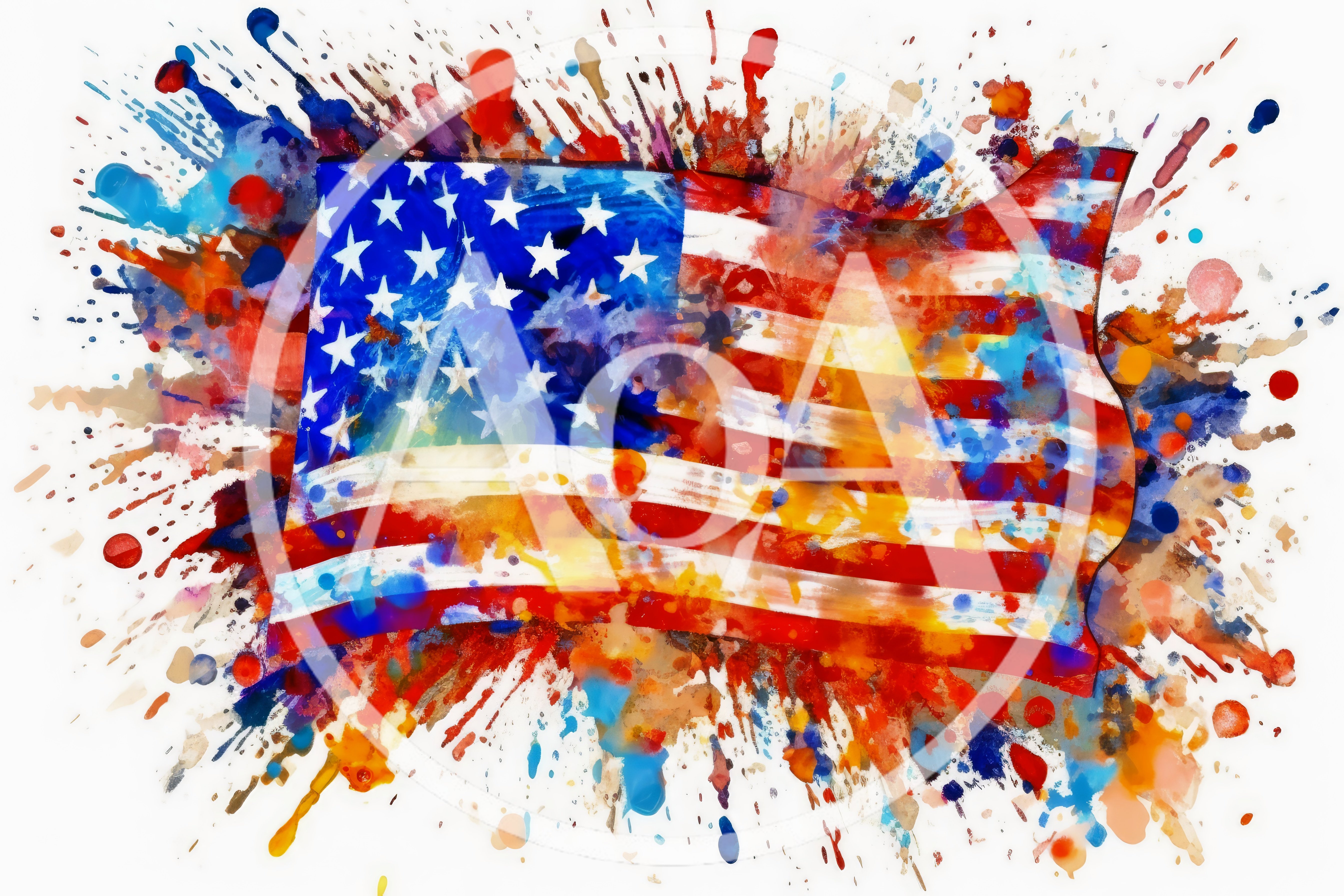 Watercolor Splatter American Flag Artistic Illustration