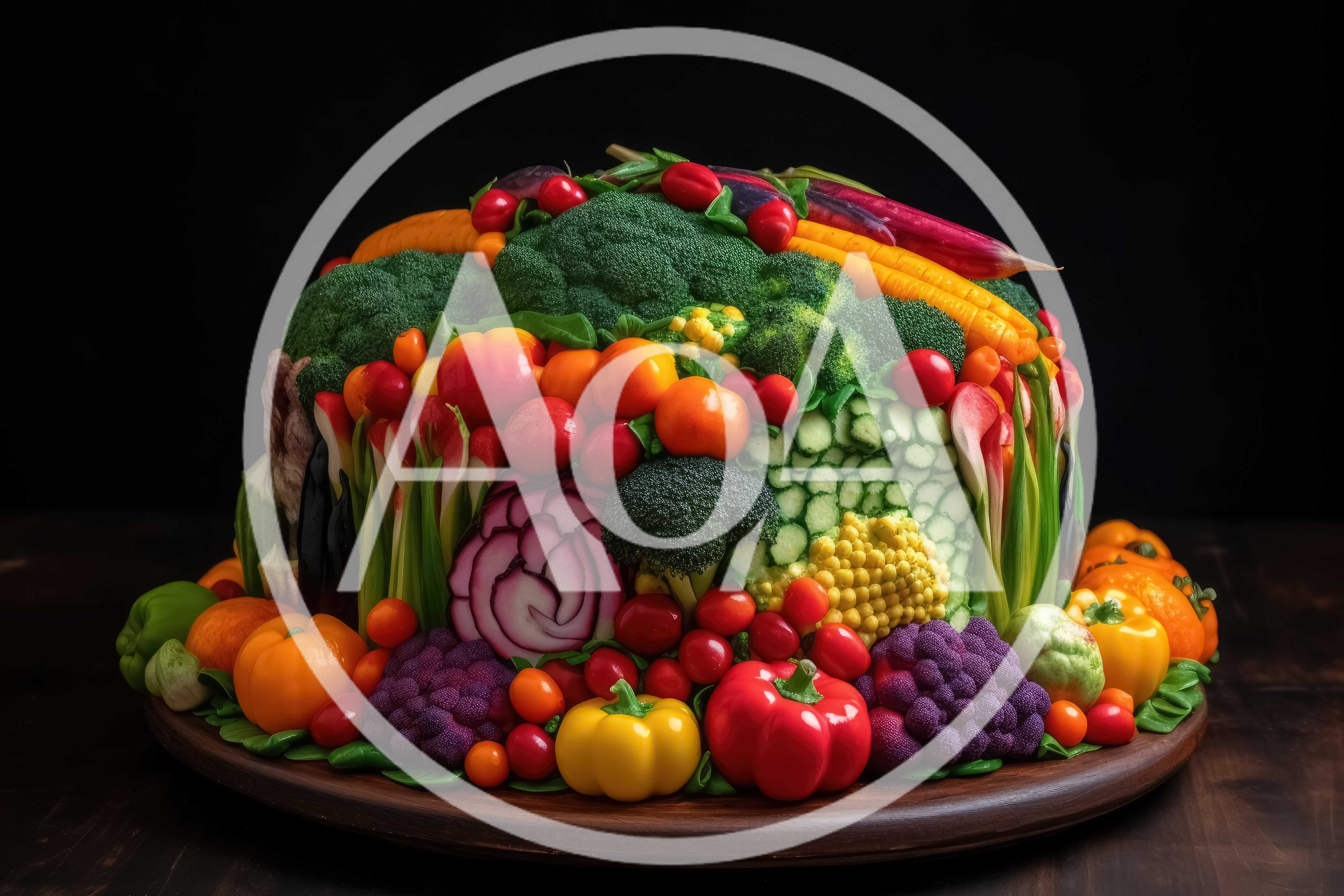 Artistic Vegetable Arrangement On A Wooden Platter