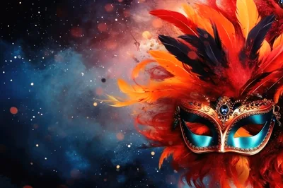 Ornate Venetian Masquerade Mask With Vibrant Feathers